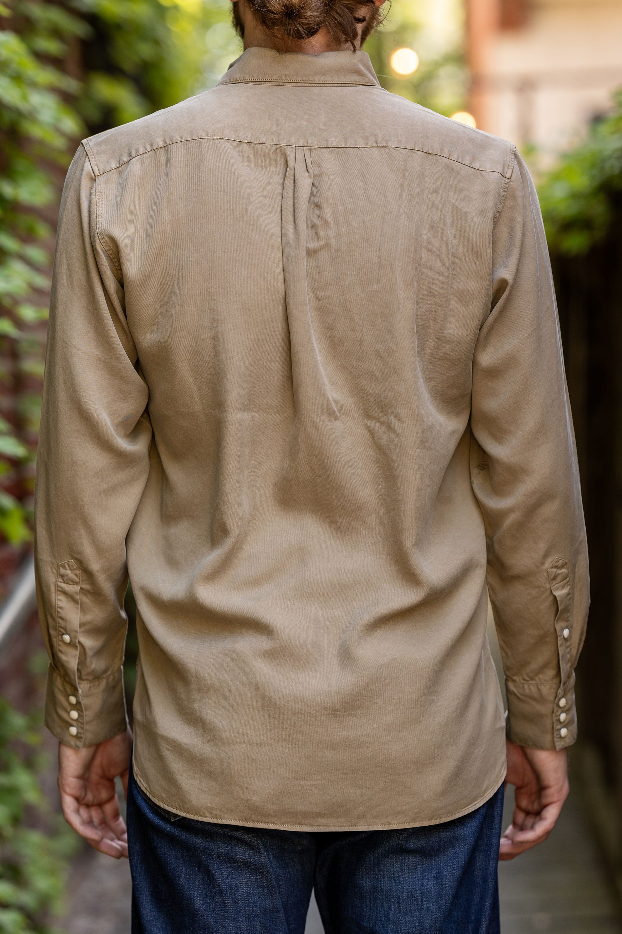 Wythe Tencel Gabardine Pearlsnap Shirt - Camp Khaki
