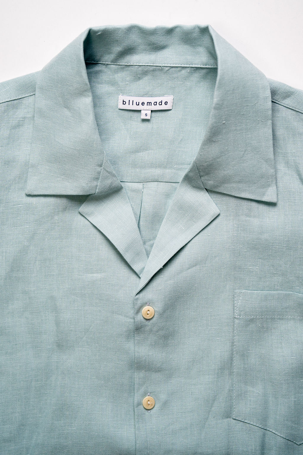 Blluemade Spread Collar Shirt - Light Blue Belgian Linen