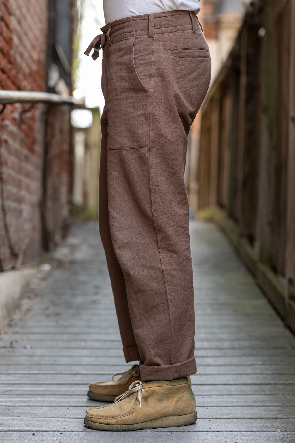 Indi + Ash Obelisk Pant - Handwoven Mauve Denim