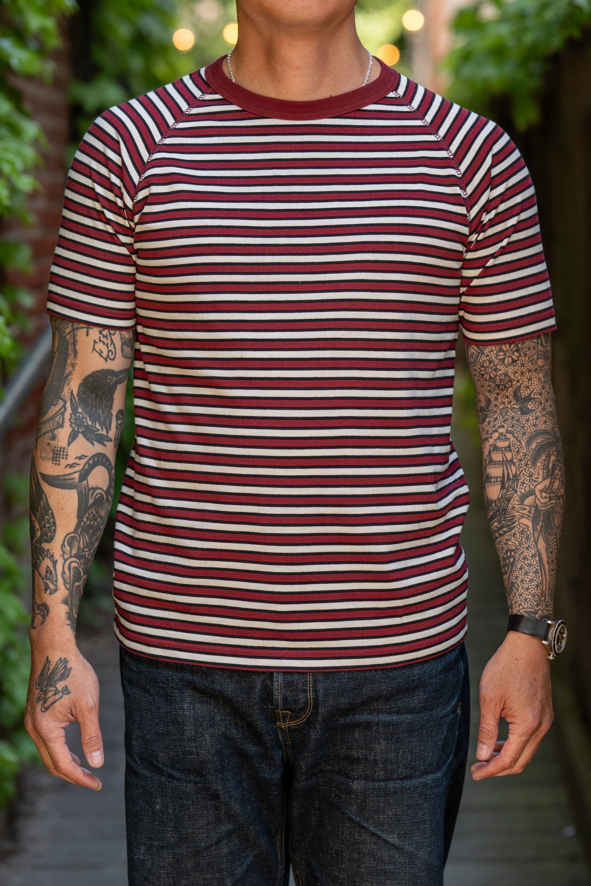 Heimat Textil Boyscout T-Shirt - Burgundy/Schwarz/Seashell