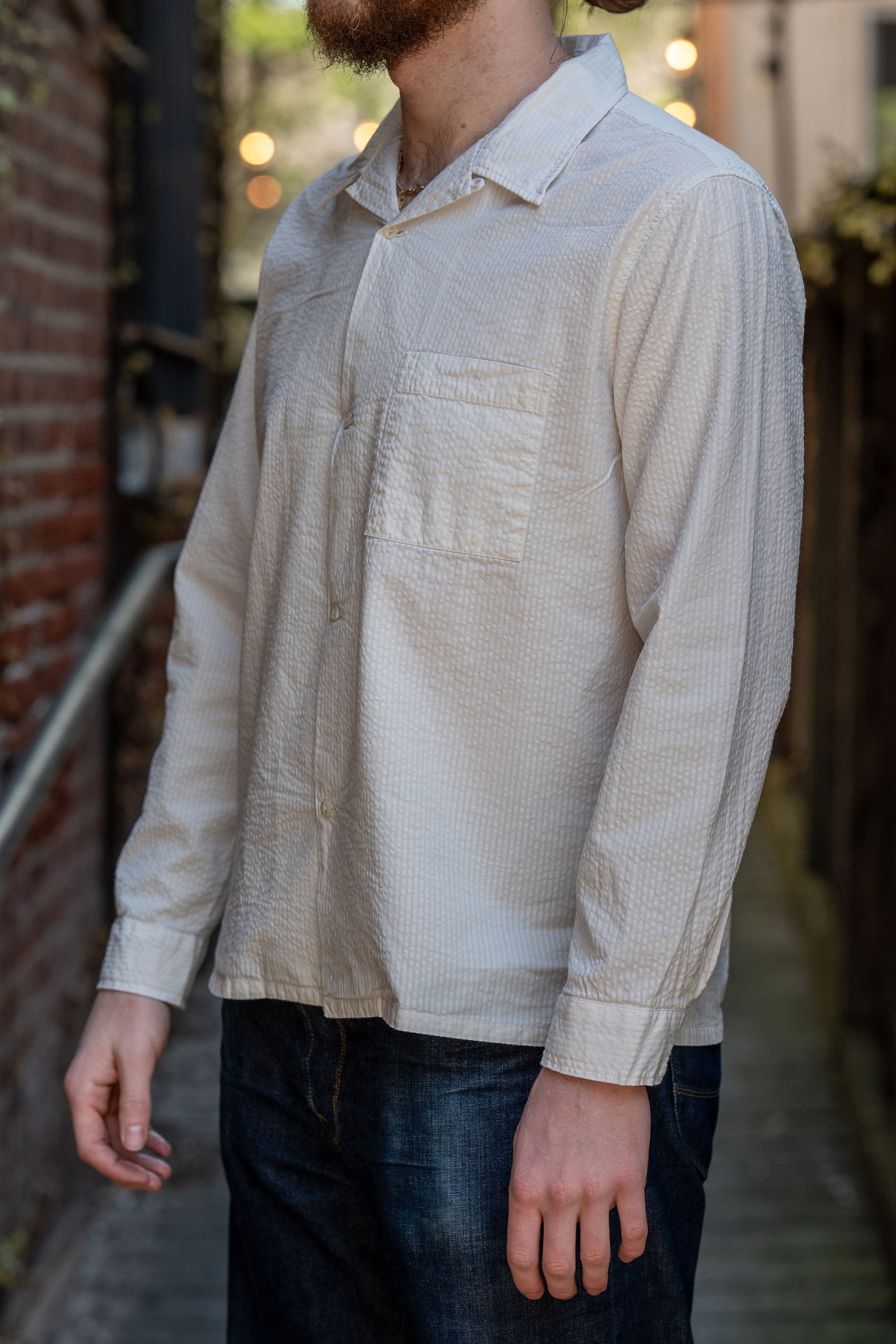 Knickerbocker Fulton Seersucker Shirt - Bone