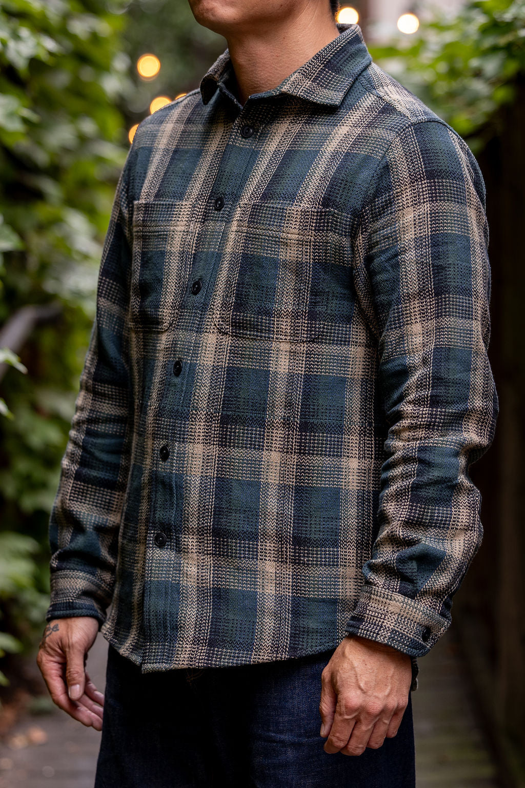 Indi + Ash Ames Workshirt - Iron/Teal Albers Handwoven Plaid