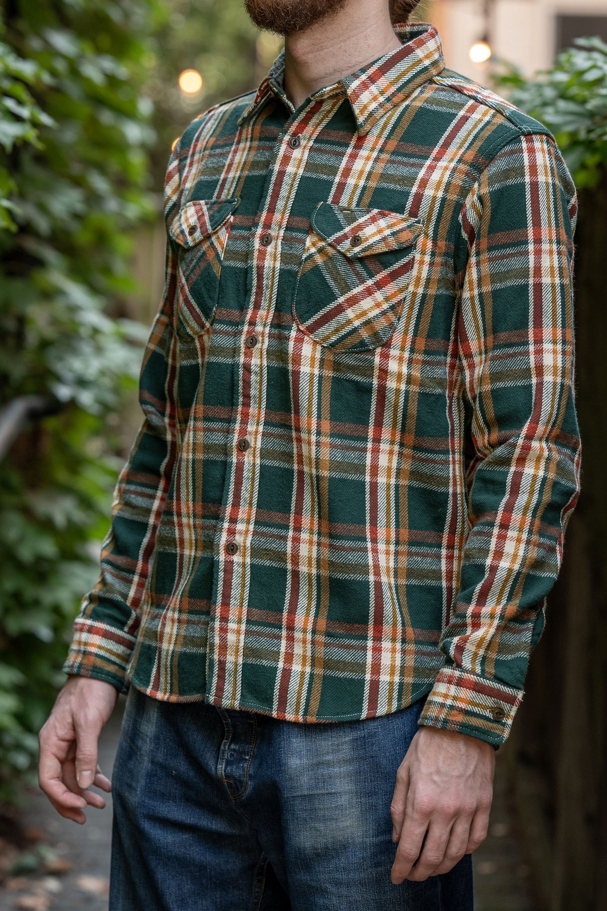 UES 502553 Heavy Flannel Shirts - Green