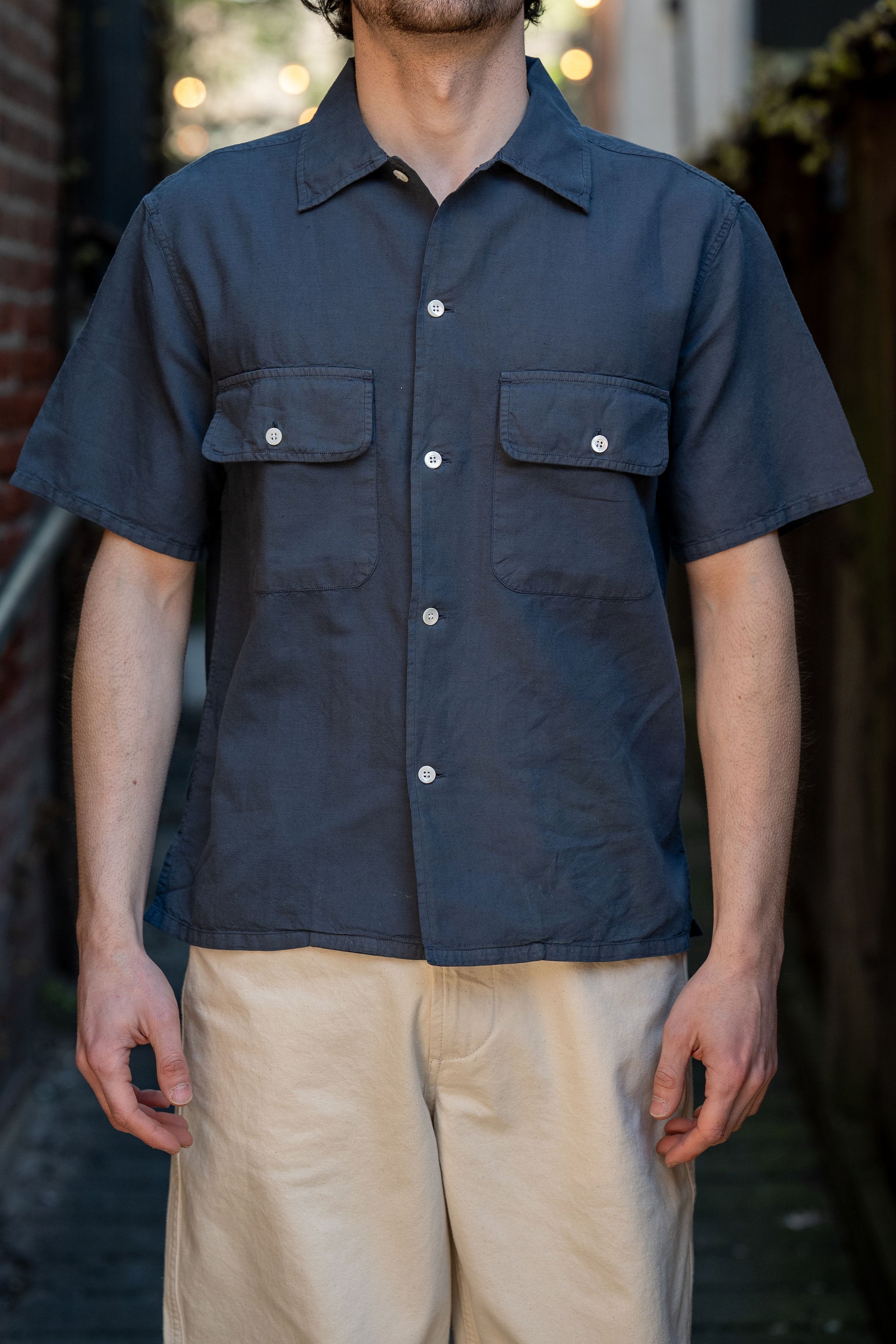 Knickerbocker Mar Cotton & Linen Shirt - Navy