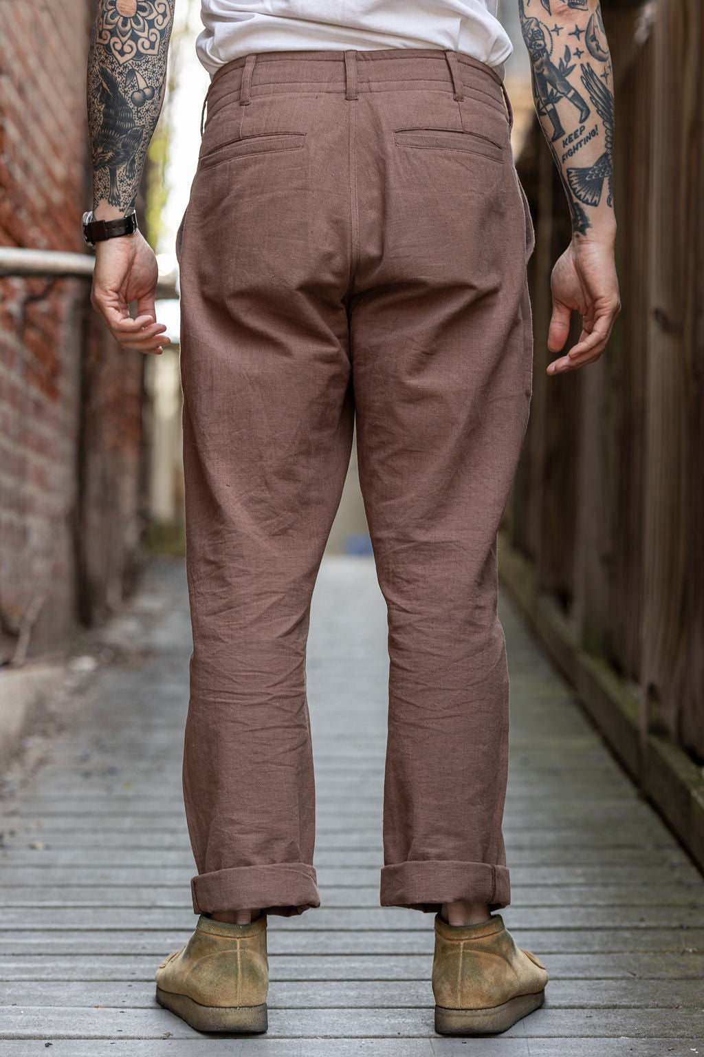 Indi + Ash Obelisk Pant - Handwoven Mauve Denim