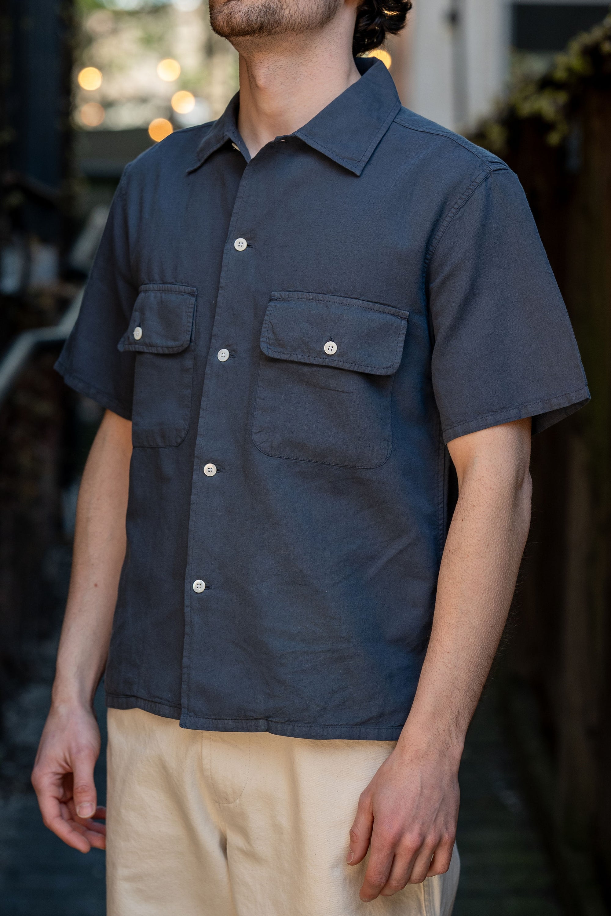 Knickerbocker Mar Cotton & Linen Shirt - Navy