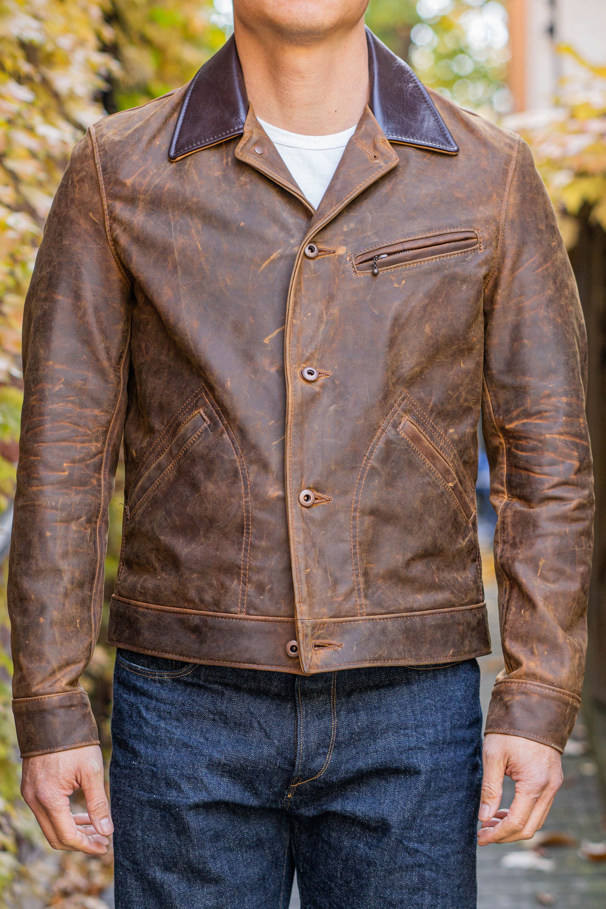 Schott NYC 538 Nubuck Cowhide Mechanic's Jacket - Brown