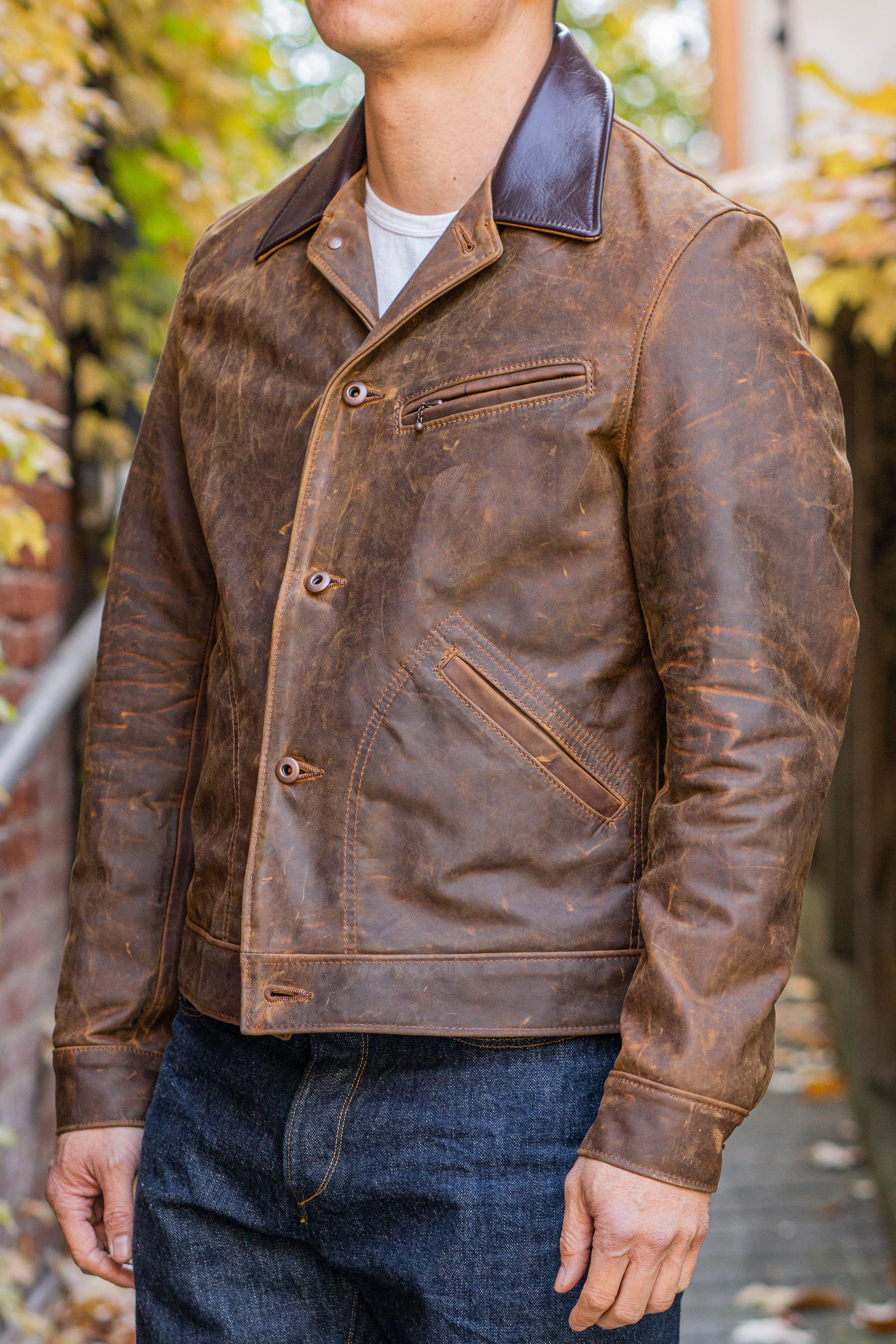Schott NYC 538 Nubuck Cowhide Mechanic's Jacket - Brown