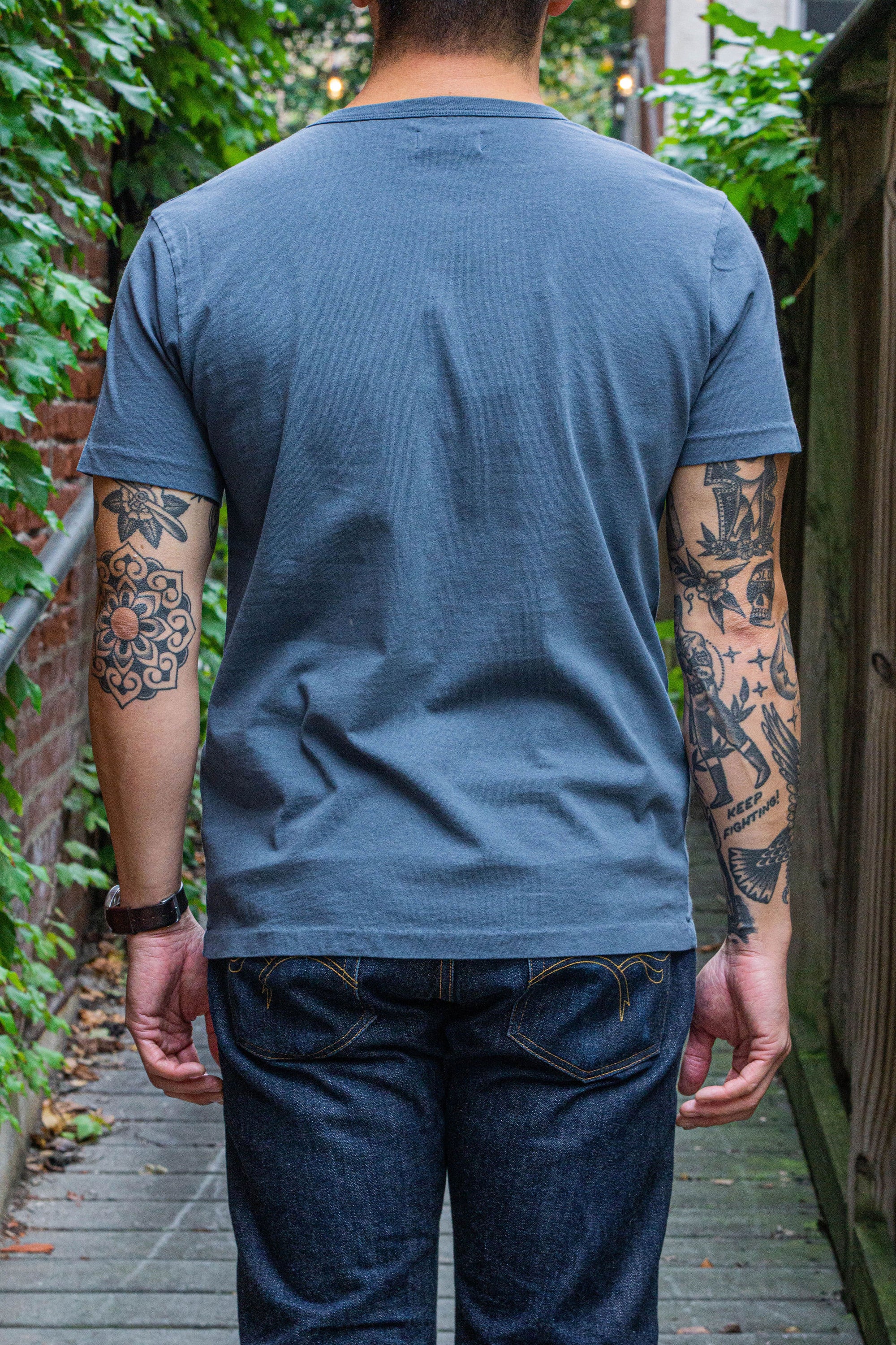Freenote Cloth 9oz Pocket T-Shirt - Faded Blue