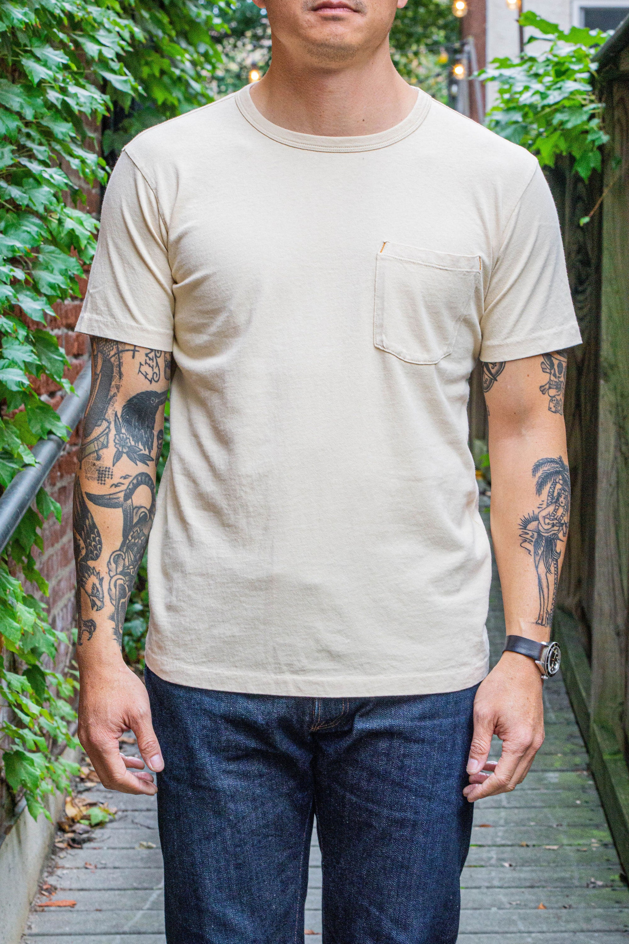 Freenote Cloth 9oz Pocket T-Shirt - Cream