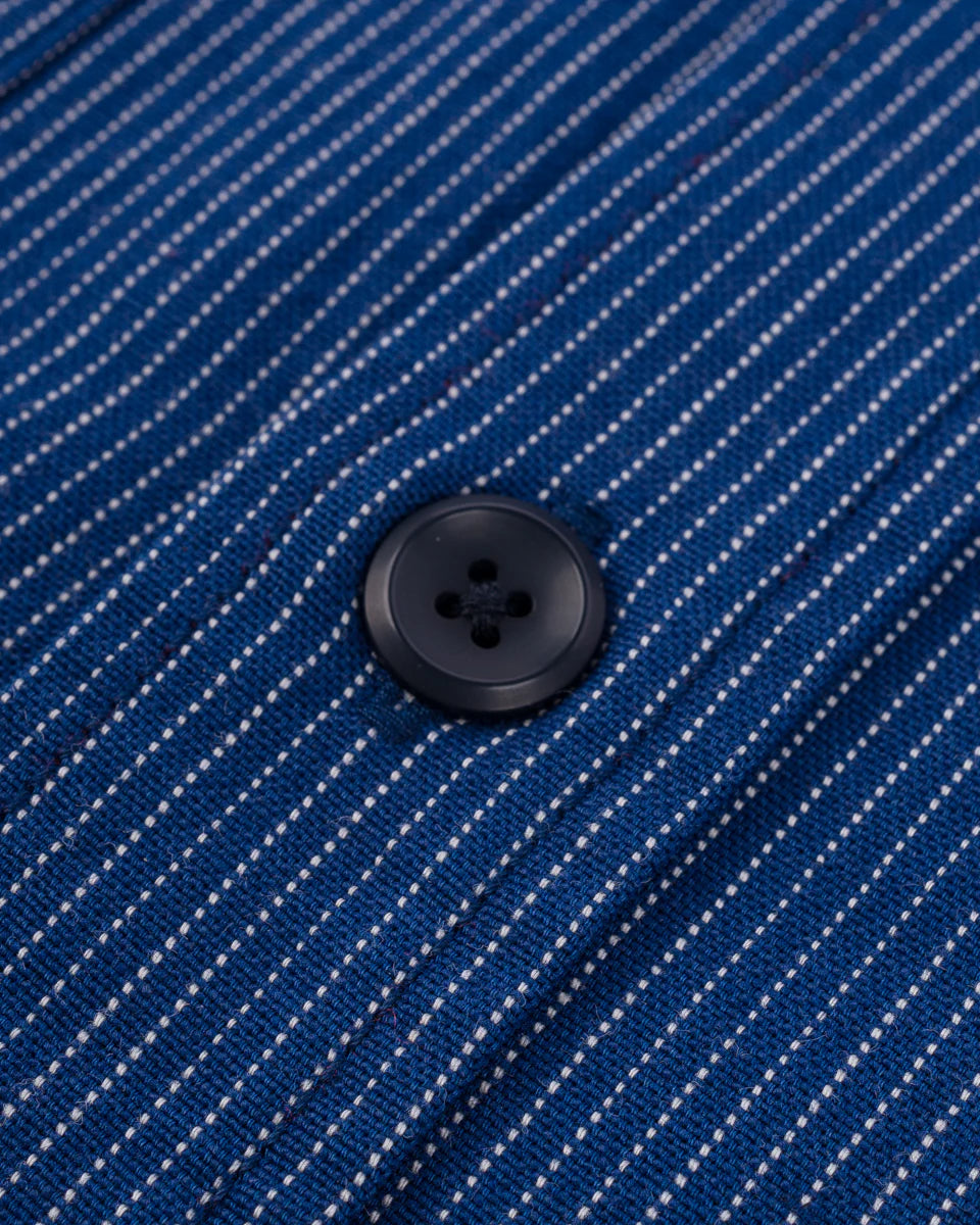 Iron Heart IHSH-420-PIN 5oz Selvedge Ox Cloth Short Sleeved Work Shirt - Pinstripe