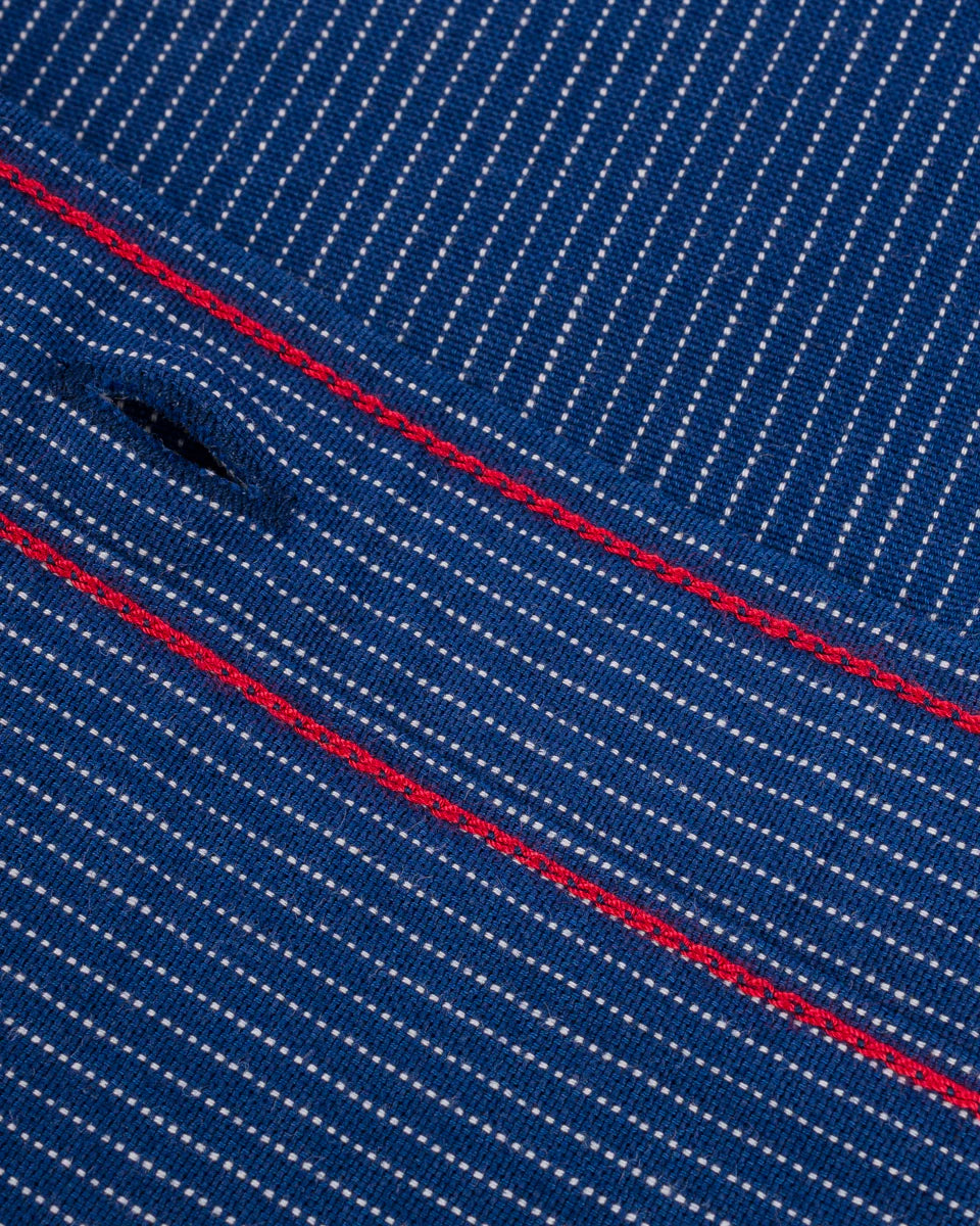 Iron Heart IHSH-420-PIN 5oz Selvedge Ox Cloth Short Sleeved Work Shirt - Pinstripe