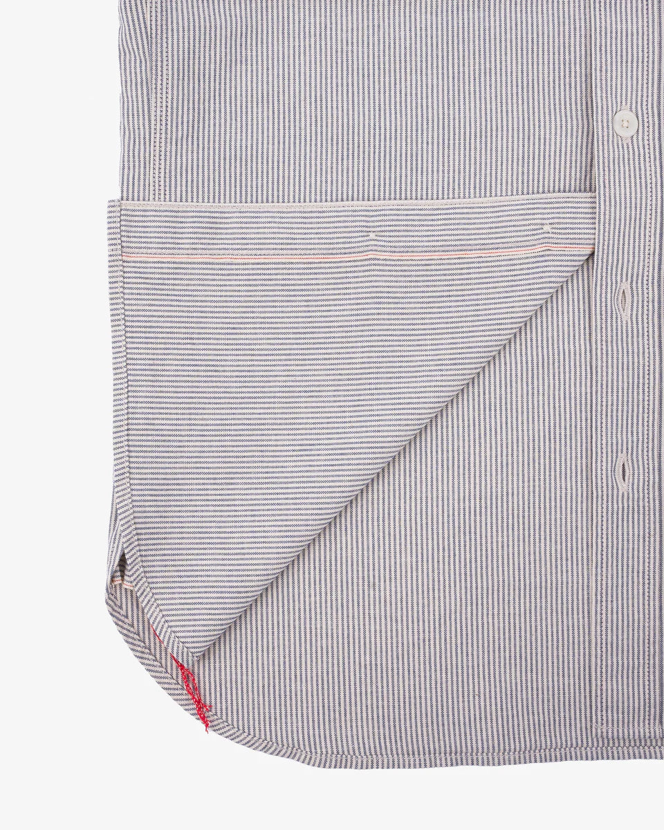 Iron Heart IHSH-420-HIC 5oz Selvedge Ox Cloth Short Sleeved Work Shirt - Hickory Stripe