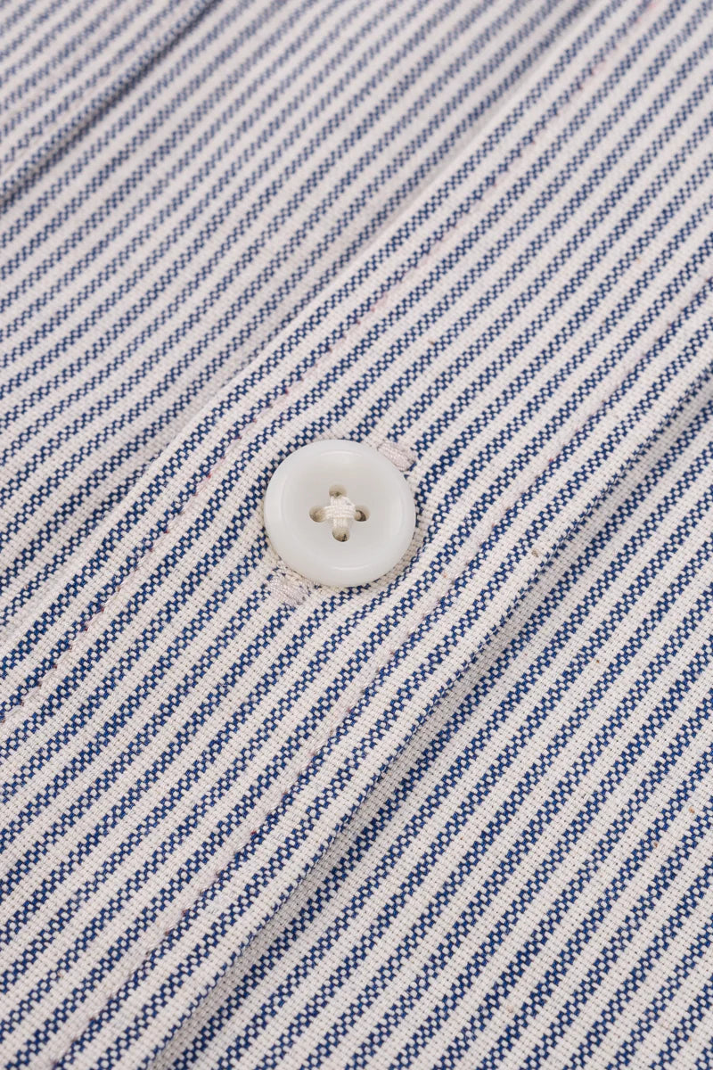 Iron Heart IHSH-420-HIC 5oz Selvedge Ox Cloth Short Sleeved Work Shirt - Hickory Stripe