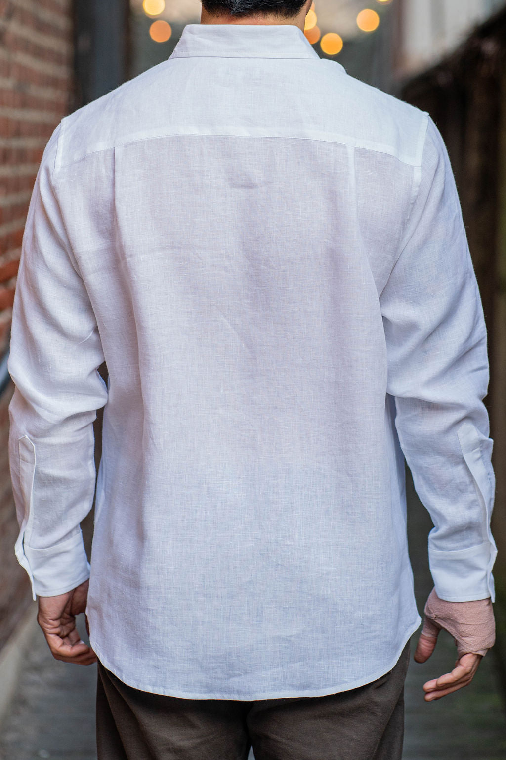 Blluemade Classic L/S Shirt - White Belgian Linen
