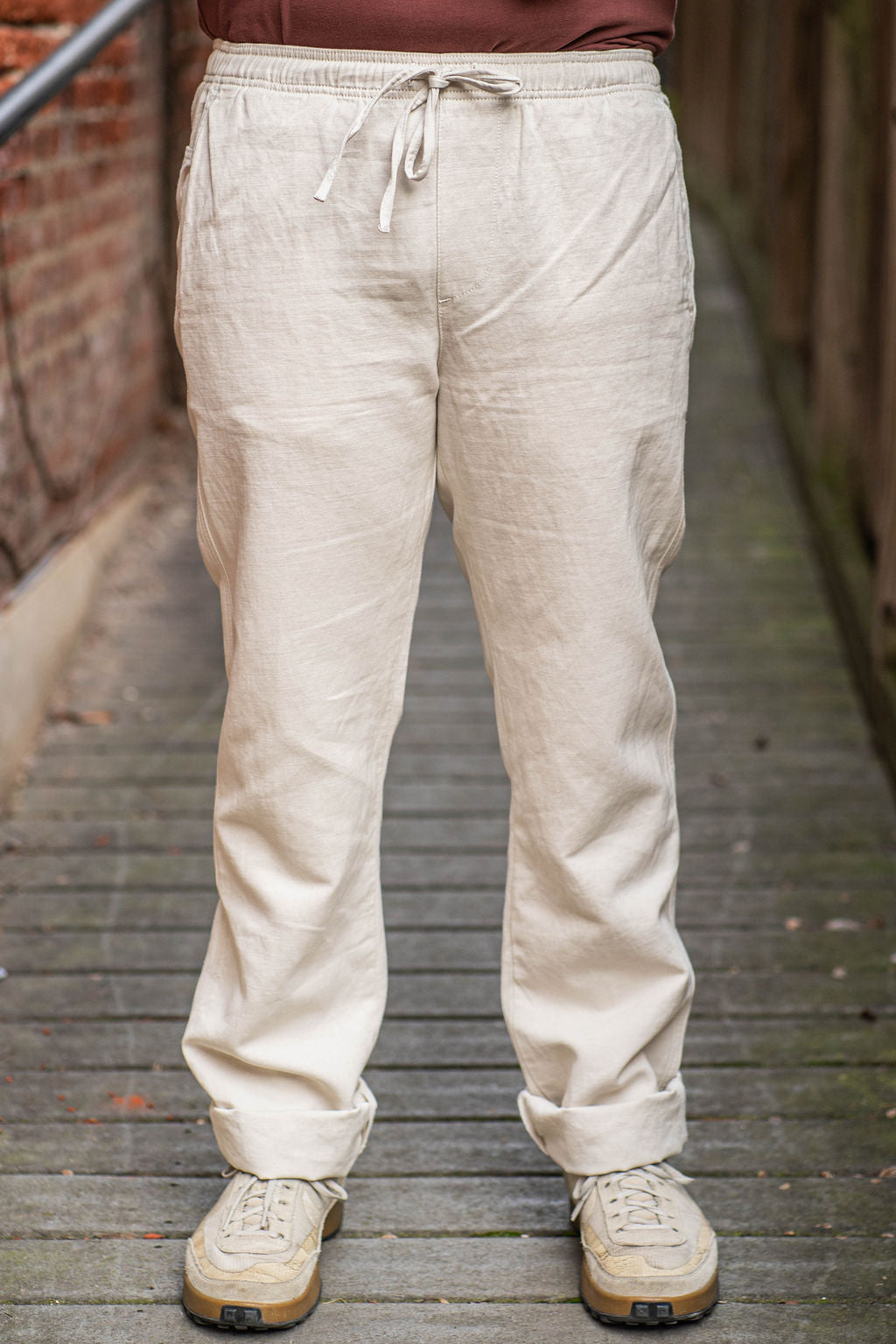 C.O.F. Drawstring Pants - Light Cotton Linen Ecru