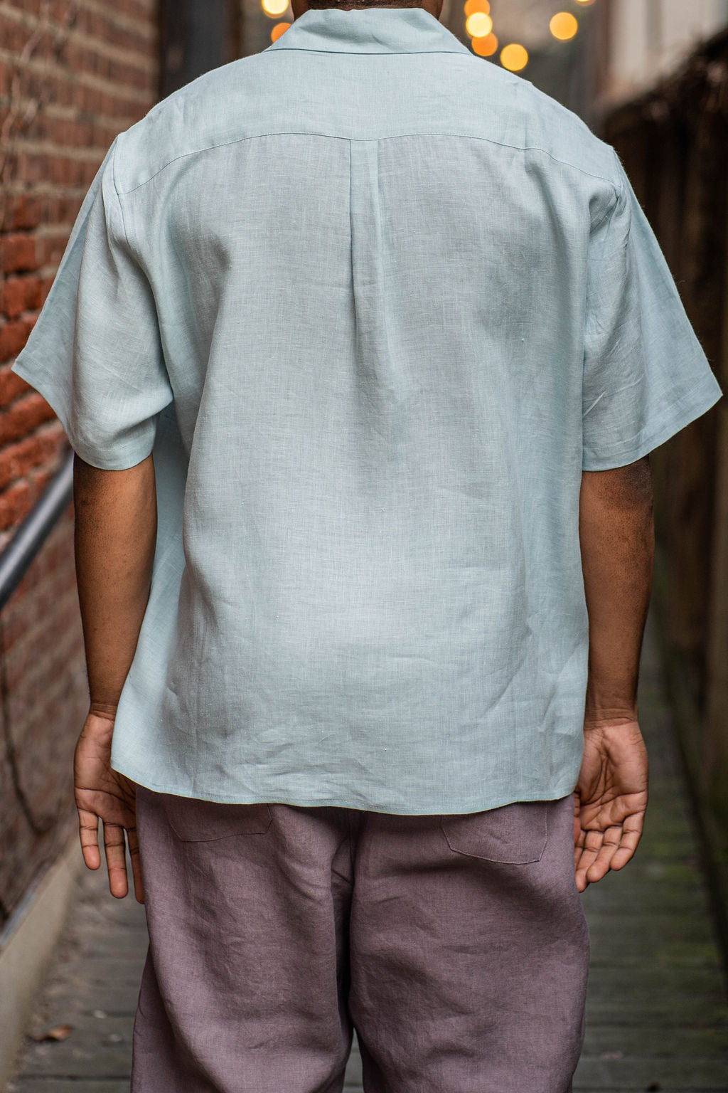 Blluemade Spread Collar Shirt - Light Blue Belgian Linen