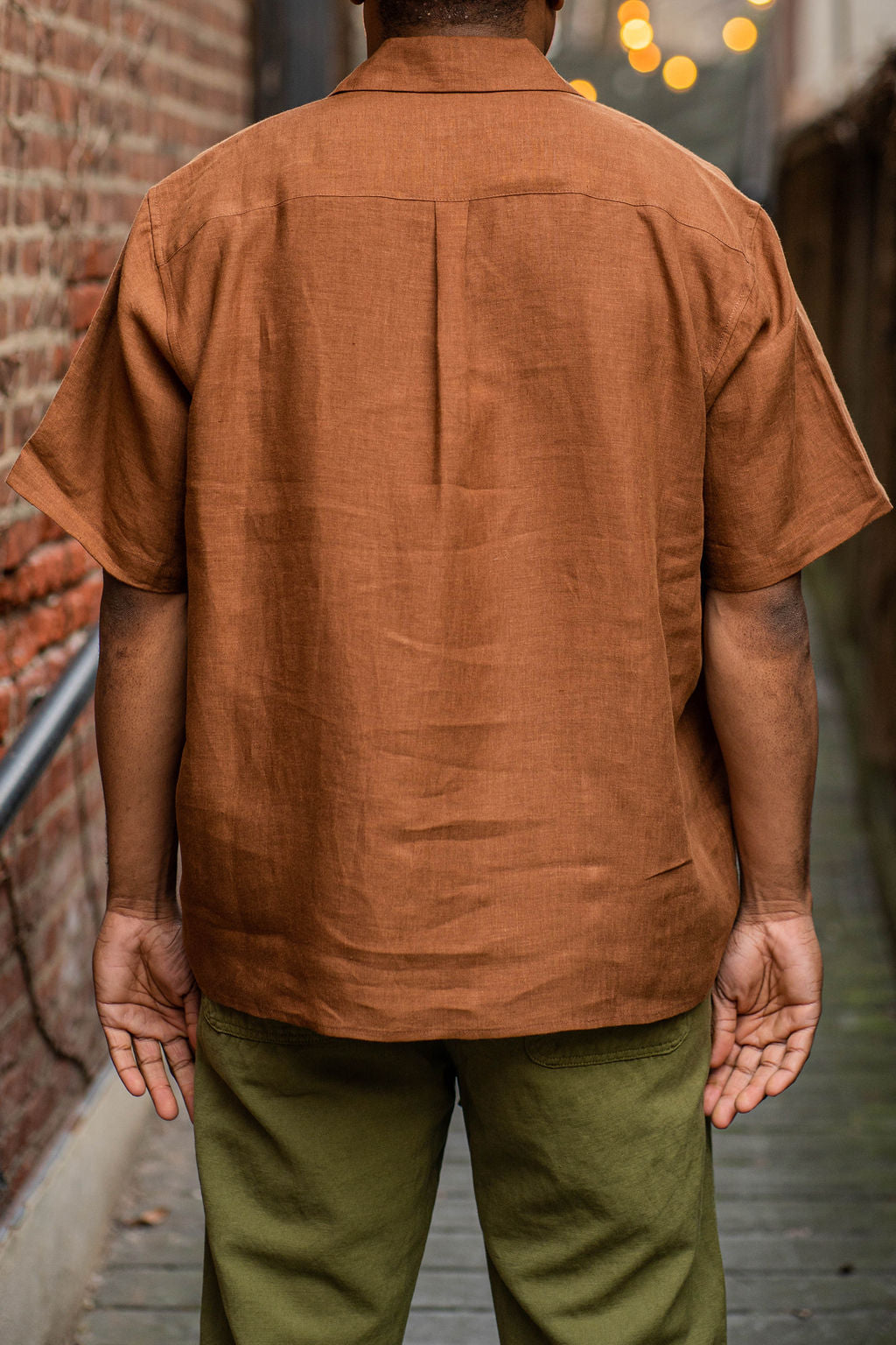 Blluemade Spread Collar Shirt - Leather Belgian Linen