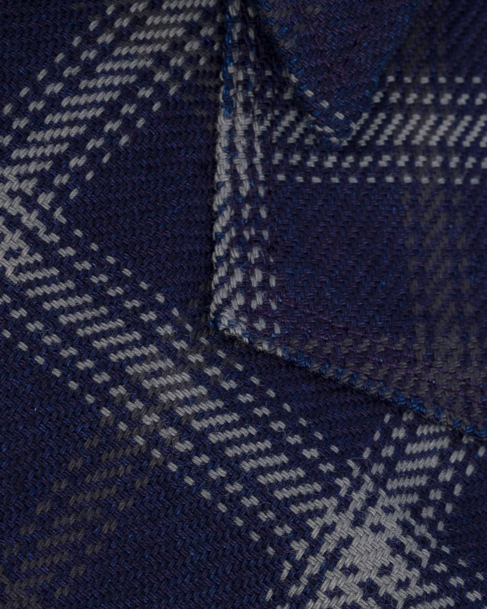 Iron Heart IHSH-411-BLK 9oz Selvedge Indigo Check Flannel Western Shirt - Black