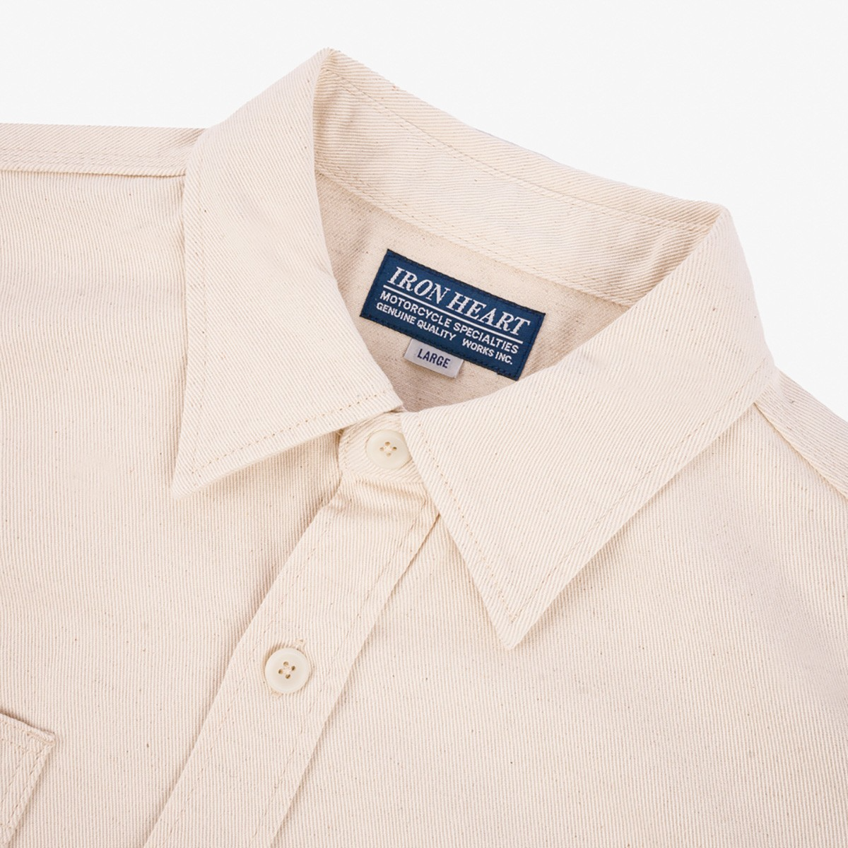 Iron Heart IHSH-414-WHT 9oz Cotton Linen Work Shirt - Off White
