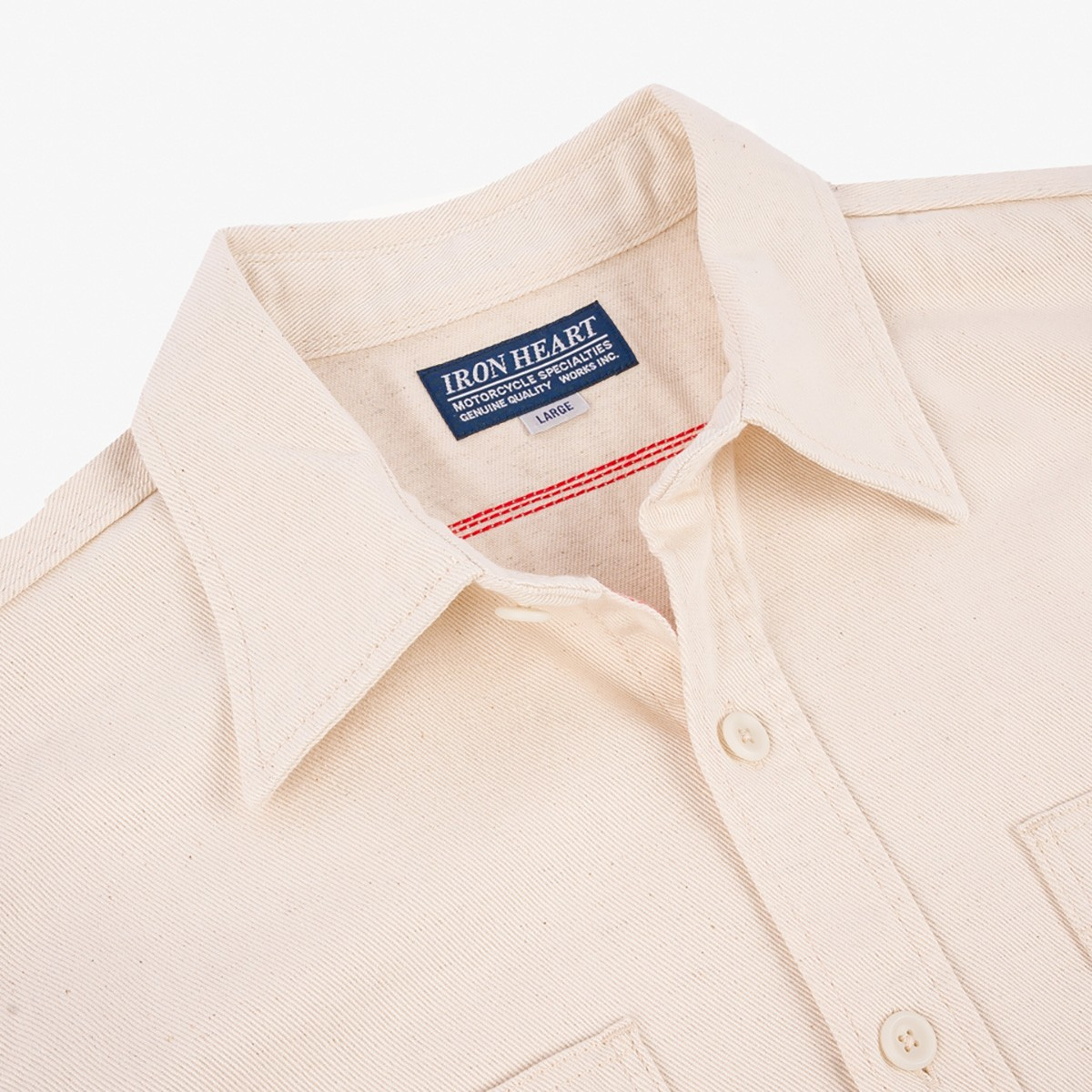 Iron Heart IHSH-414-WHT 9oz Cotton Linen Work Shirt - Off White