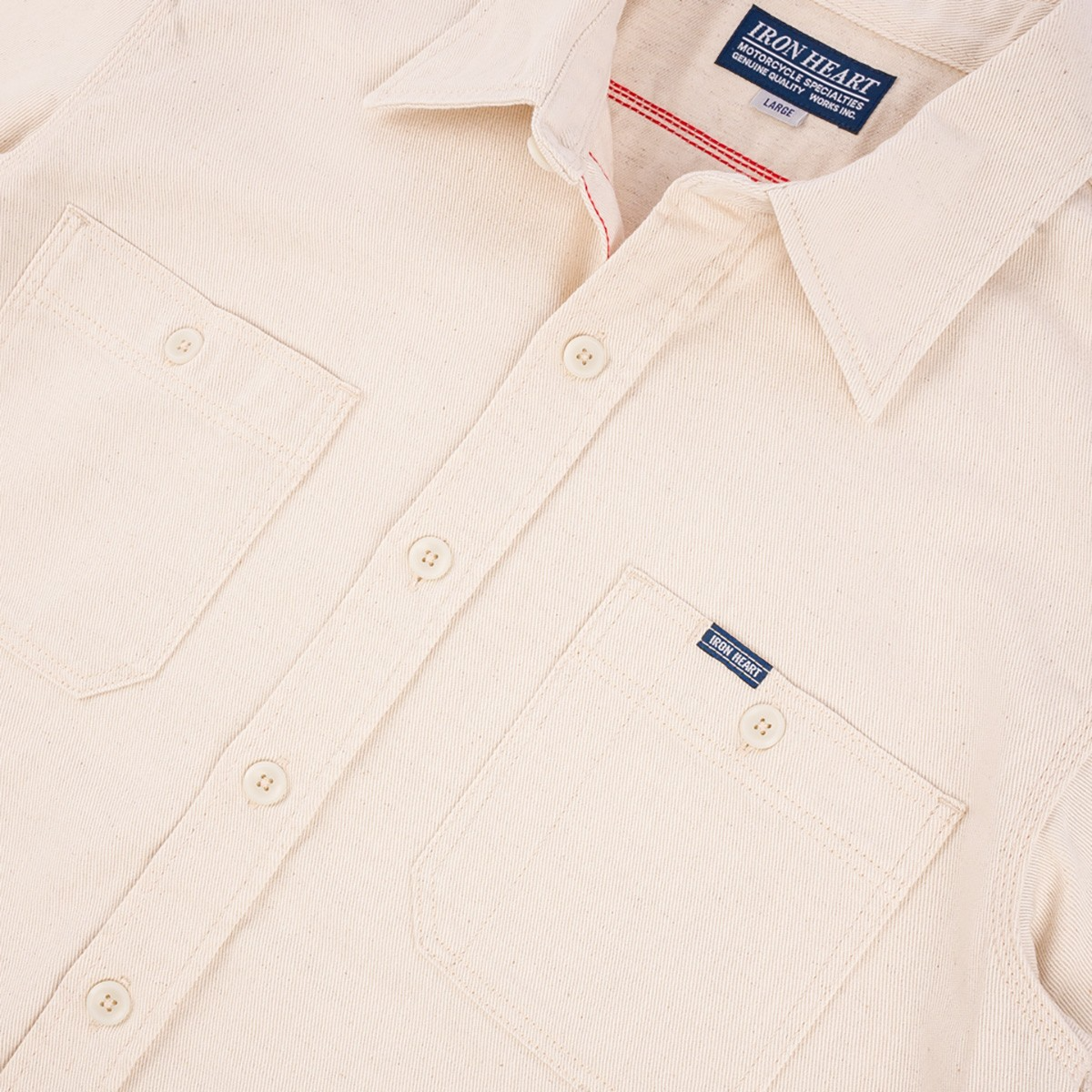 Iron Heart IHSH-414-WHT 9oz Cotton Linen Work Shirt - Off White