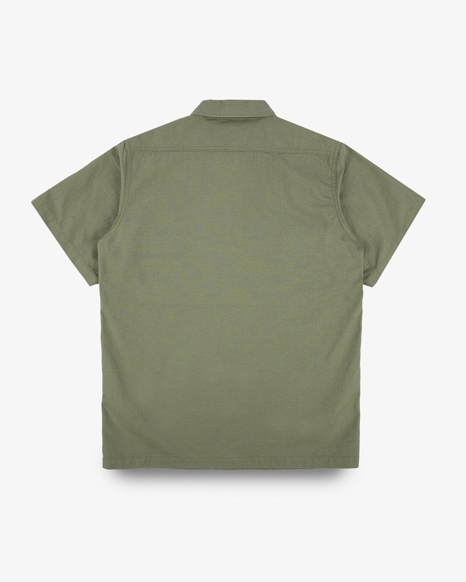 Iron Heart IHSH-415-GRN 8oz Ripstop Short Sleeved Mechanic Shirt - Military Green