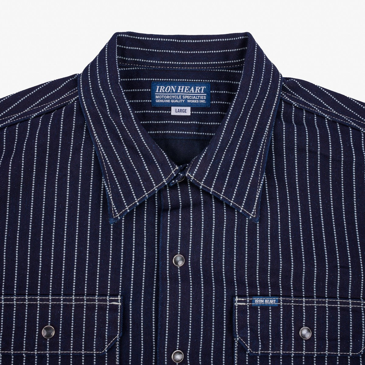 Iron Heart IHSH-416-IND 10oz Wabash Short Sleeved Mechanic Shirt - Indigo