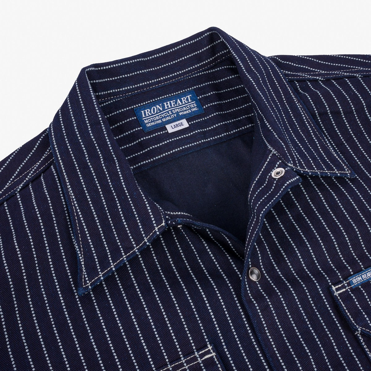 Iron Heart IHSH-416-IND 10oz Wabash Short Sleeved Mechanic Shirt - Indigo