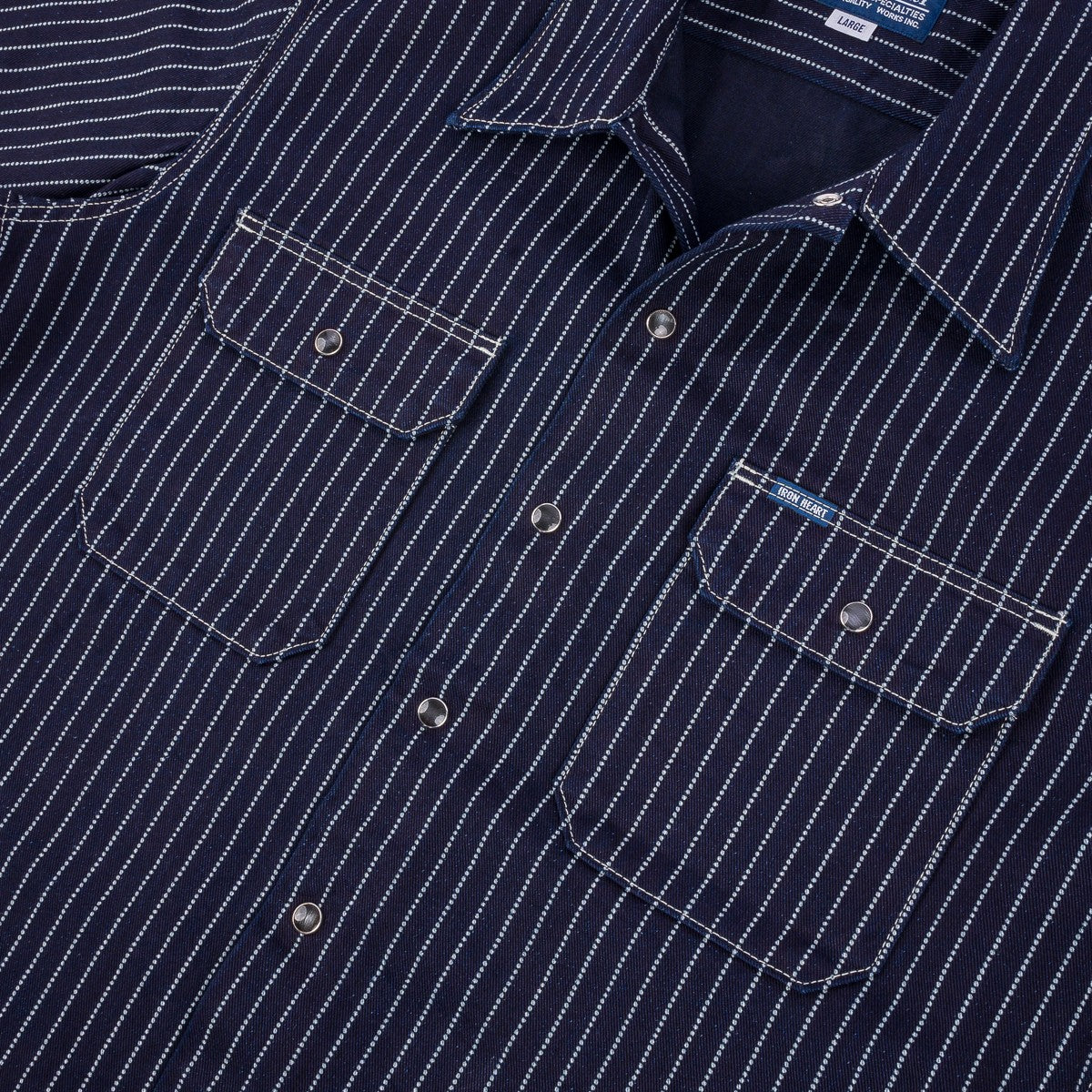 Iron Heart IHSH-416-IND 10oz Wabash Short Sleeved Mechanic Shirt - Indigo