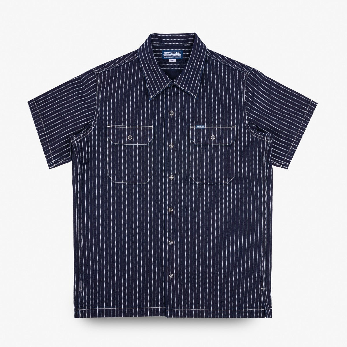 Iron Heart IHSH-416-IND 10oz Wabash Short Sleeved Mechanic Shirt - Indigo