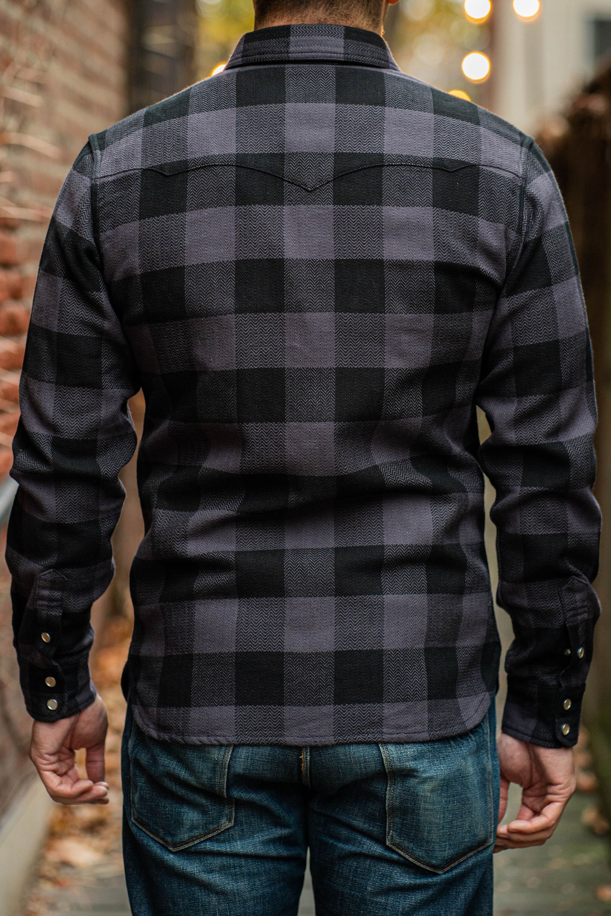The Flat Head SNW-101L Block Check Western Flannel Shirt - Grey/Black