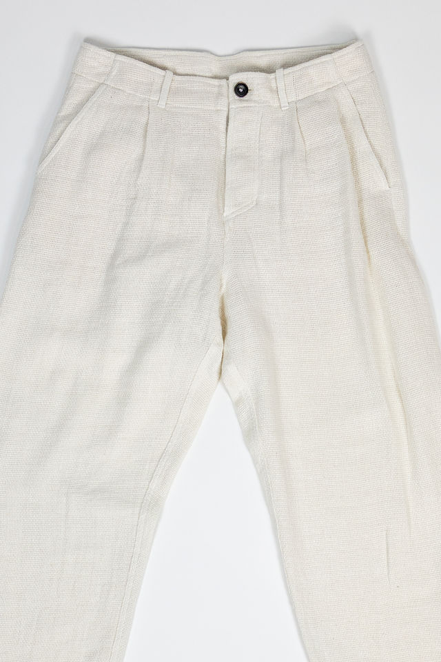 Hansen Garments Bobby Wide Pleated Trousers - Off White Gauze
