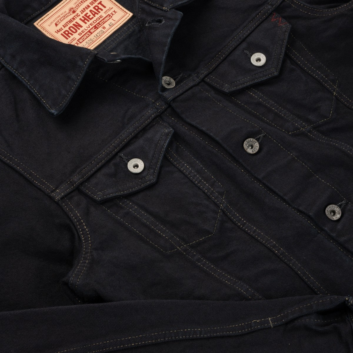 Iron Heart IH-526-142OD 14oz Selvedge Denim Modified Type III Jacket - Indigo Overdyed Black