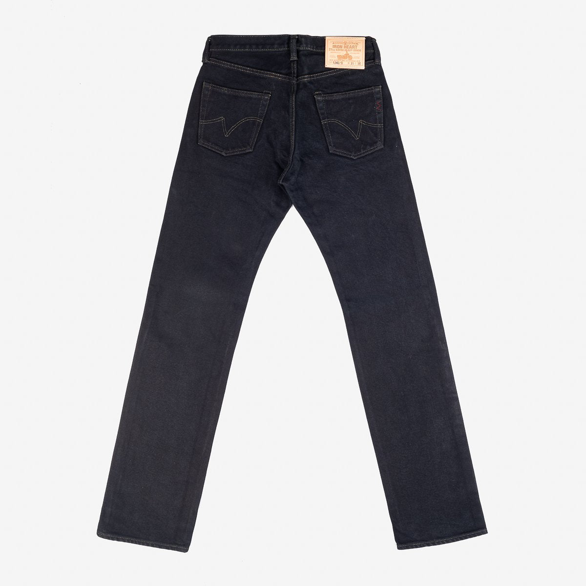 Iron Heart IH-634S-B 21oz Selvedge Denim Straight Cut Jeans - Indigo Overdyed Black