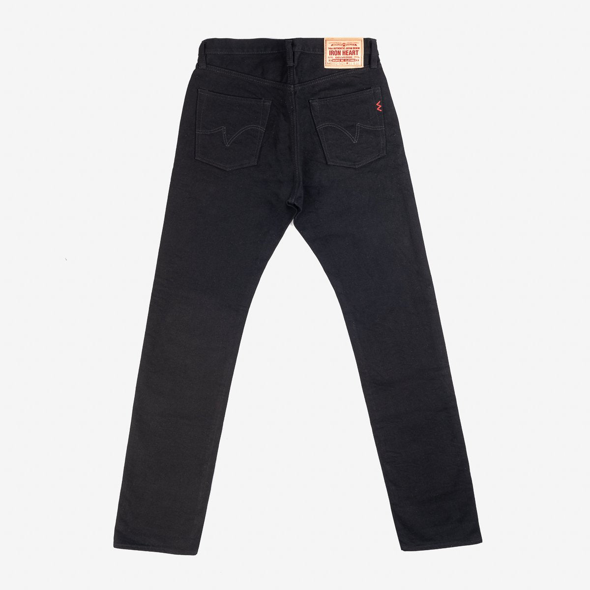 Iron Heart IH-888S-142bb 14oz Selvedge Denim Mid/High Rise Tapered Cut Jeans - Black/Black