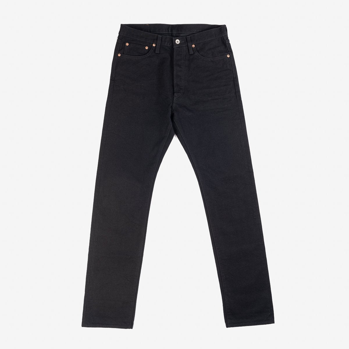 Iron Heart IH-888S-142bb 14oz Selvedge Denim Mid/High Rise Tapered Cut Jeans - Black/Black