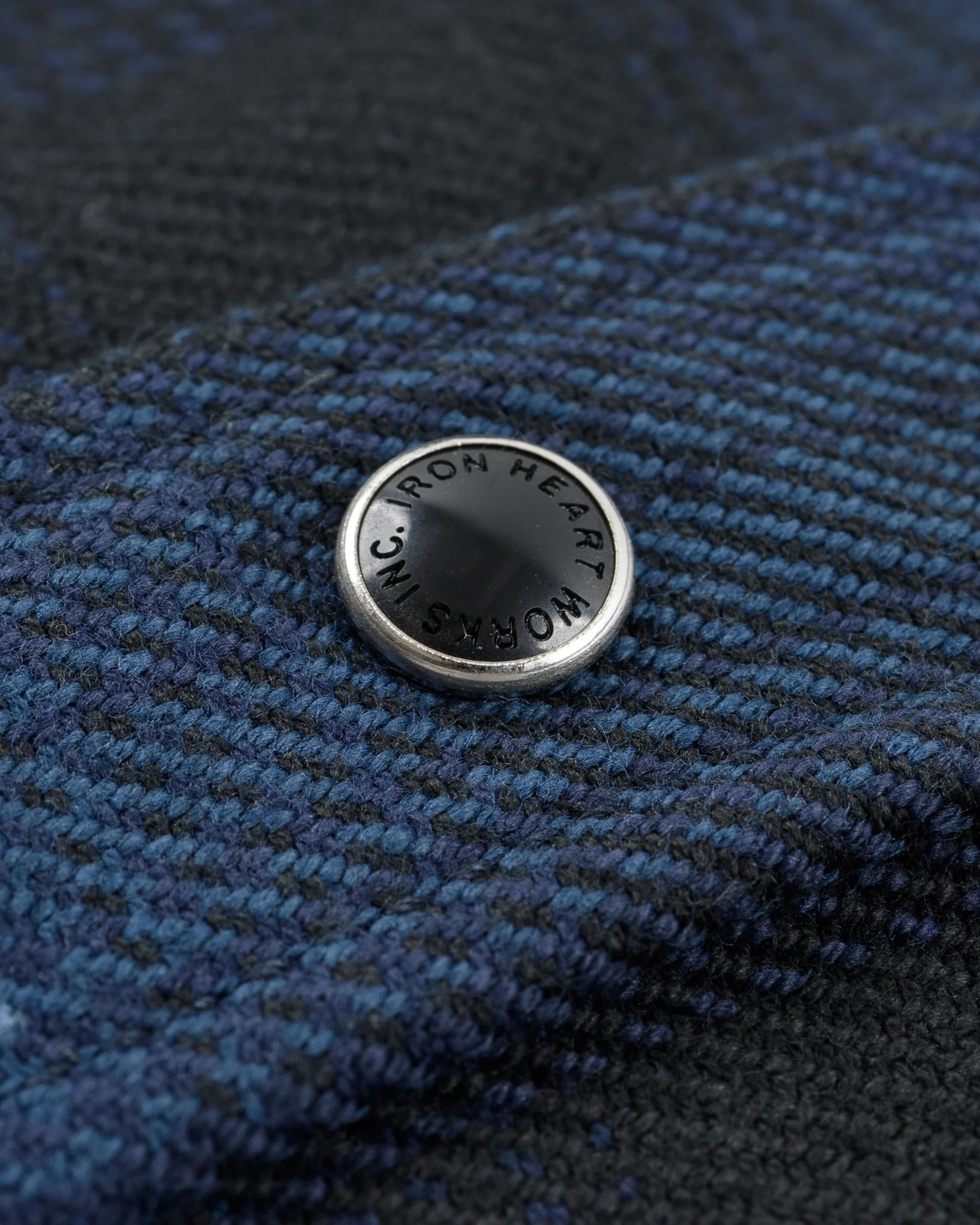 Iron Heart IHSH-264-NAV - Ultra Heavy Flannel Ombré Check Western Shirt - Navy/Black