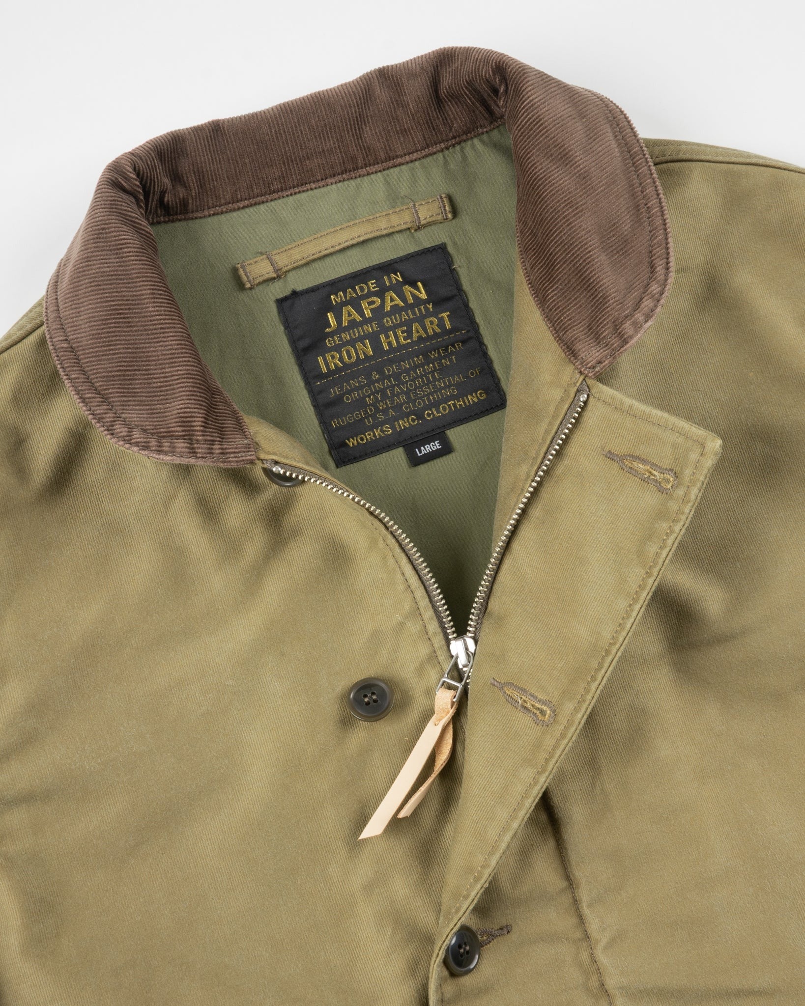 Iron Heart IHM-48-KHA 12oz Whipcord Lightweight N1 Deck Jacket - Khaki