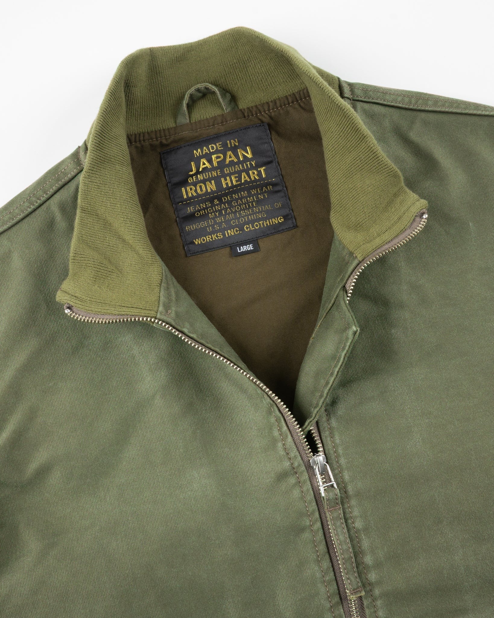 Iron Heart IHM-47-ODG 12oz Whipcord Tanker Jacket - Olive Drab Green