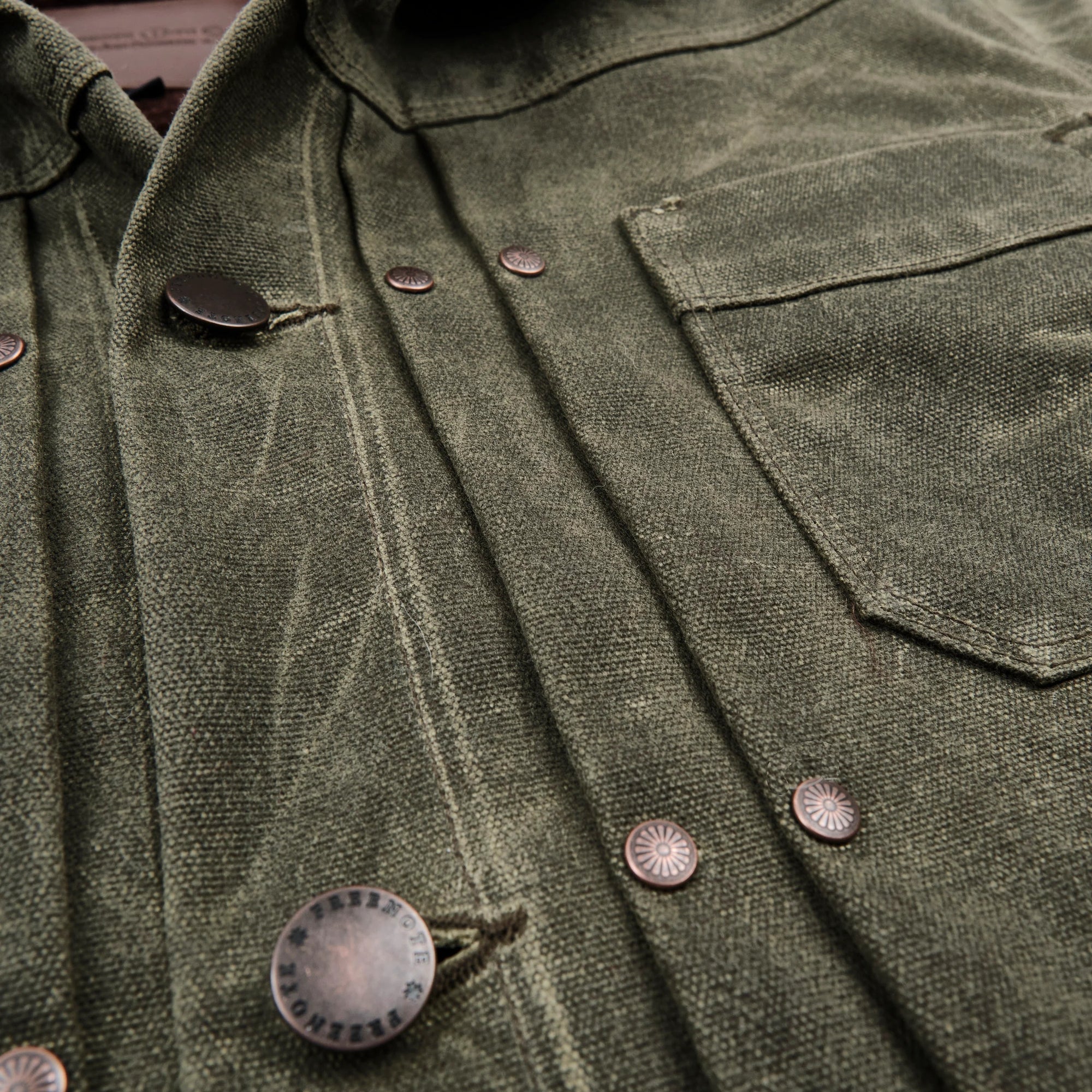 Freenote Cloth Riders Jacket Heavy Waxed Canvas - Olive Alpaca