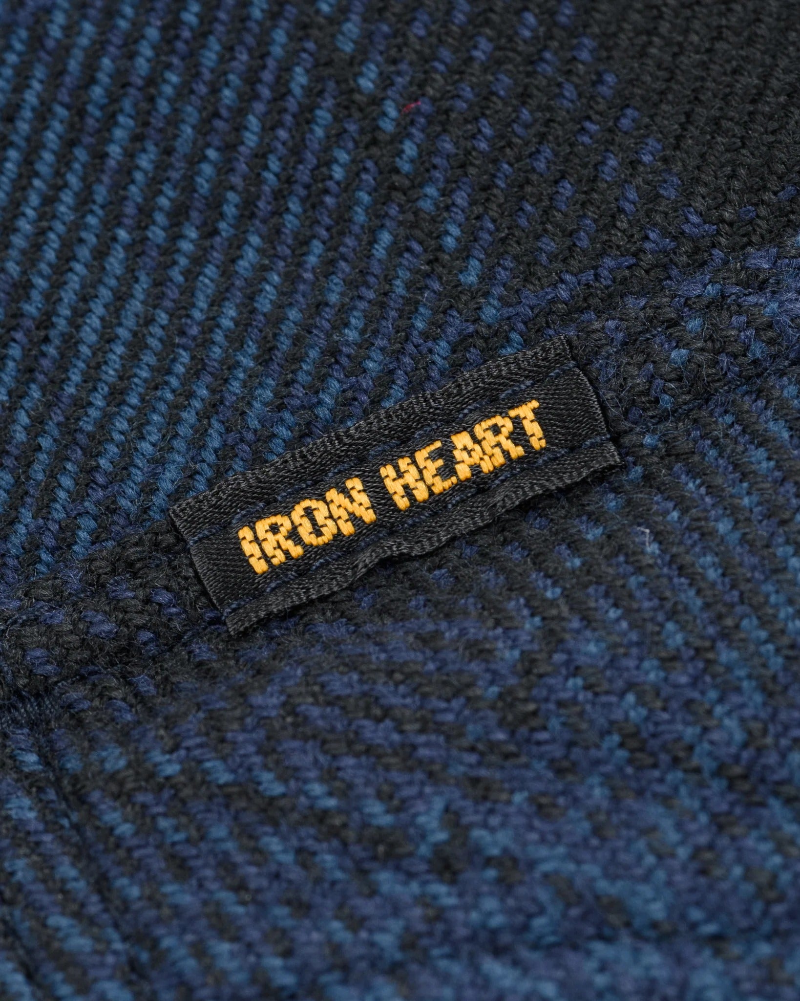 Iron Heart IHSH-264-NAV - Ultra Heavy Flannel Ombré Check Western Shirt - Navy/Black
