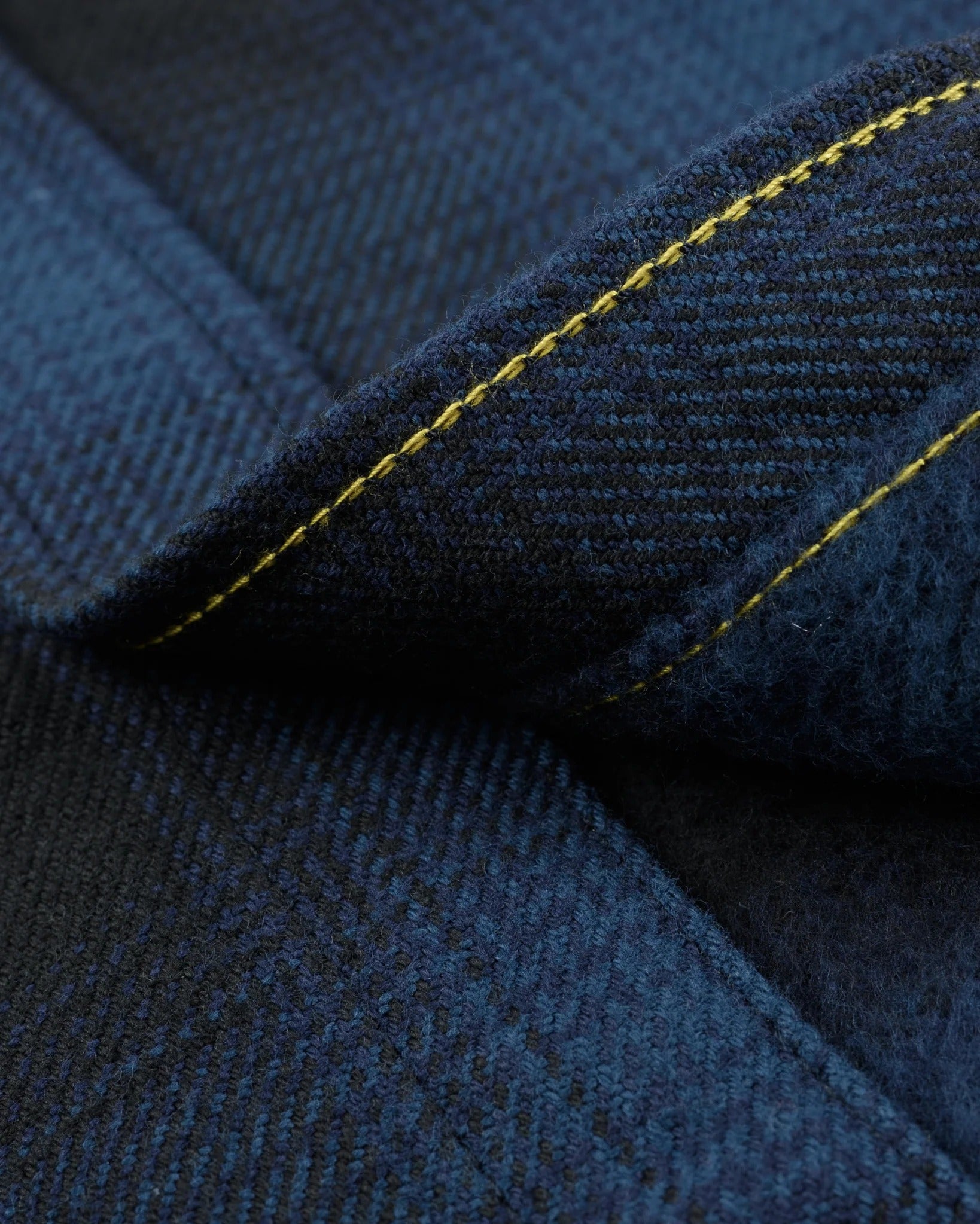 Iron Heart IHSH-264-NAV - Ultra Heavy Flannel Ombré Check Western Shirt - Navy/Black