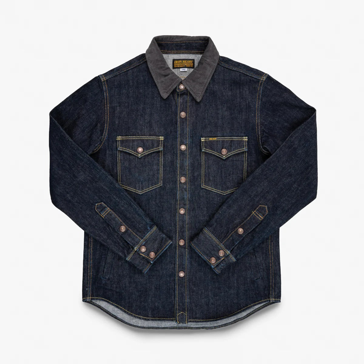 Iron Heart IHSH-427-IND 16oz Selvedge Denim CPO Shirt - Indigo
