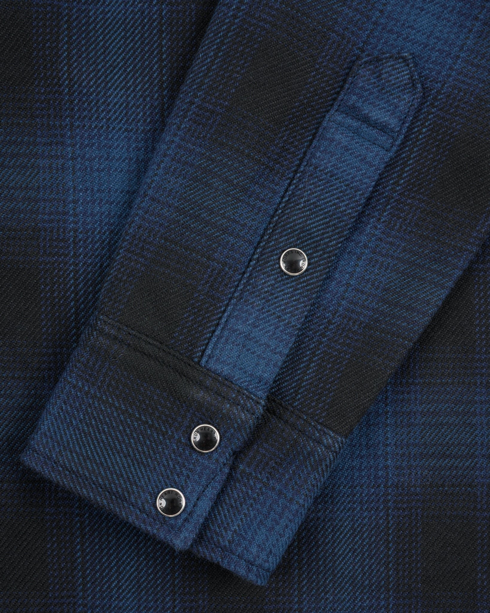 Iron Heart IHSH-264-NAV - Ultra Heavy Flannel Ombré Check Western Shirt - Navy/Black