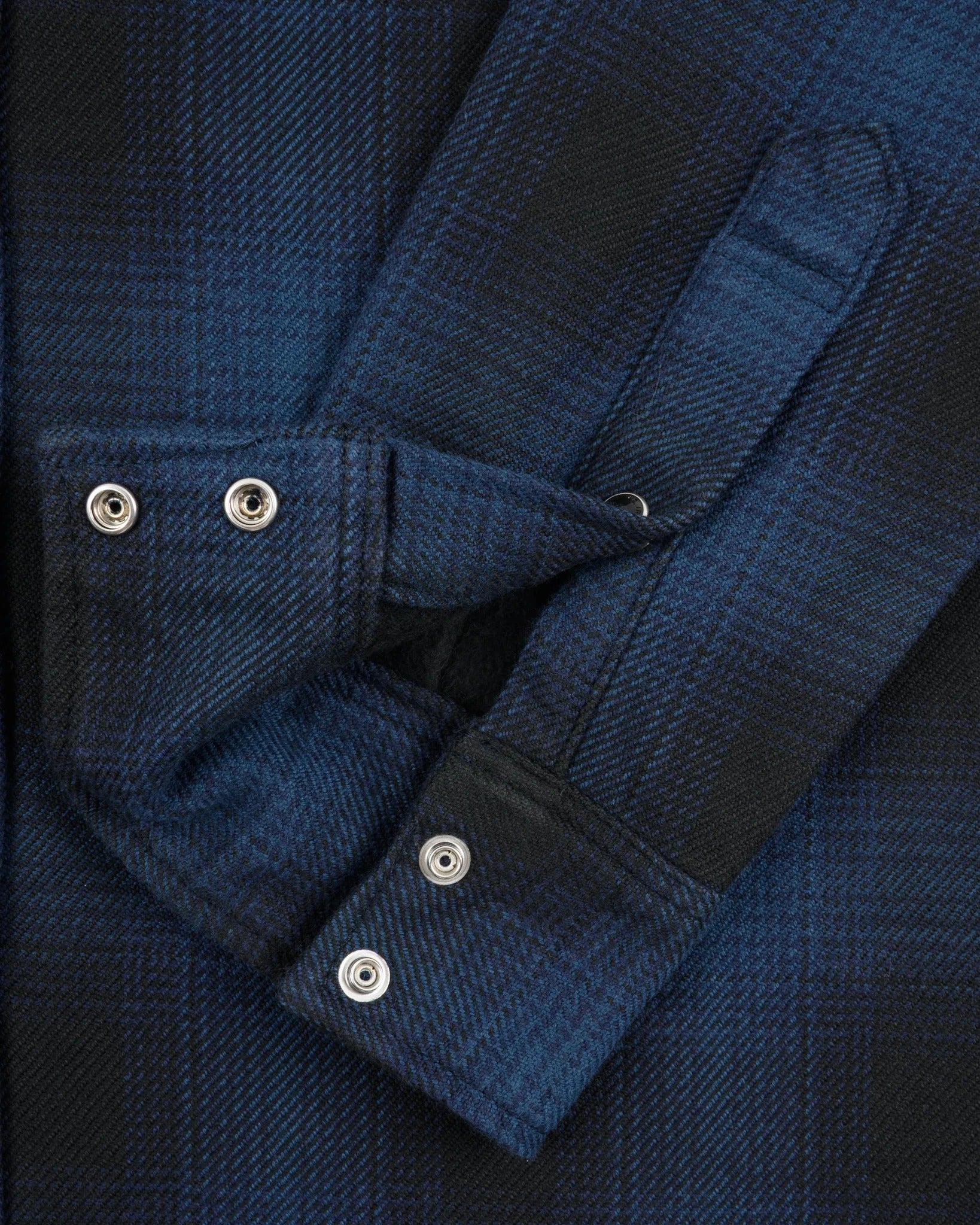 Iron Heart IHSH-264-NAV - Ultra Heavy Flannel Ombré Check Western Shirt - Navy/Black