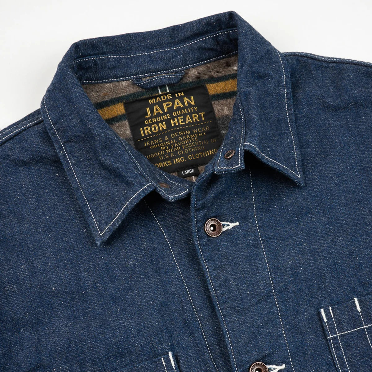Iron Heart IHJ-149-IND Blanket Lined Chore Jacket - 10oz Selvedge Indigo