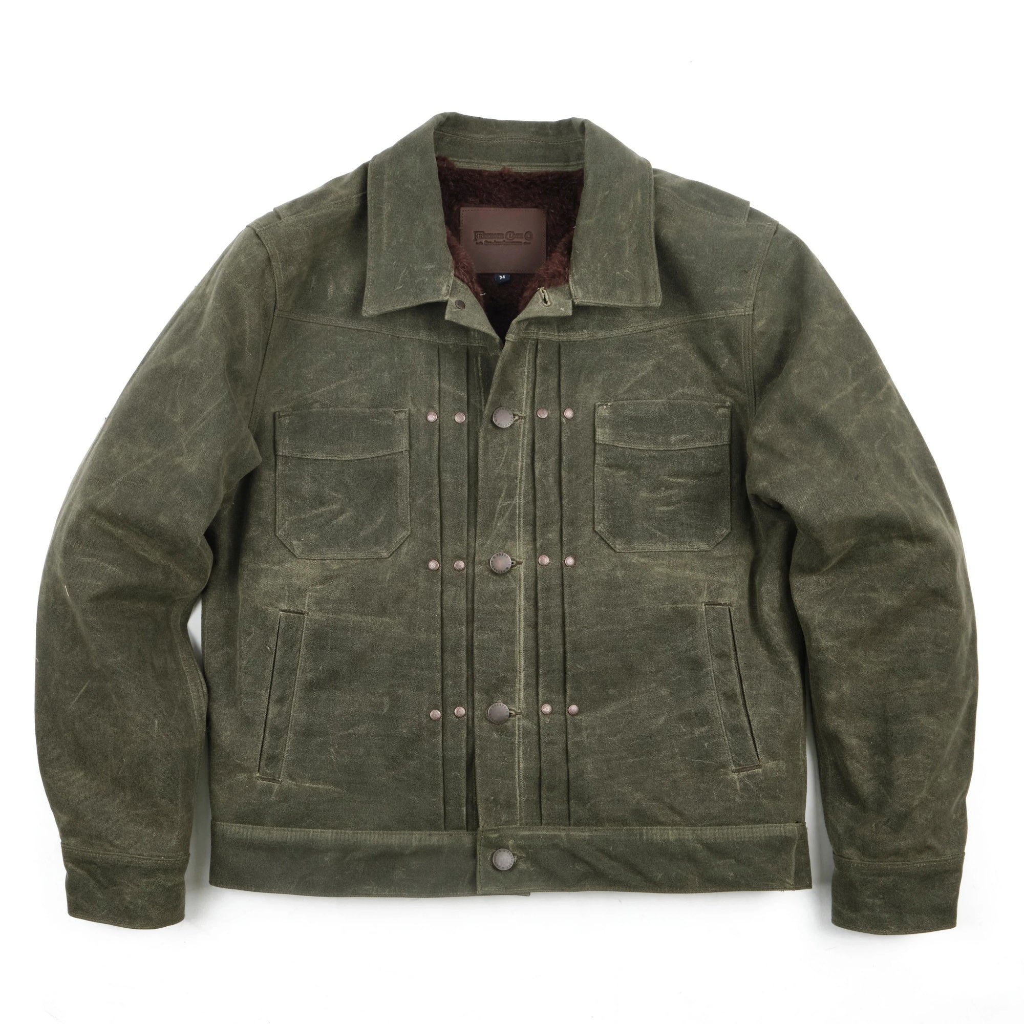 Freenote Cloth Riders Jacket Heavy Waxed Canvas - Olive Alpaca