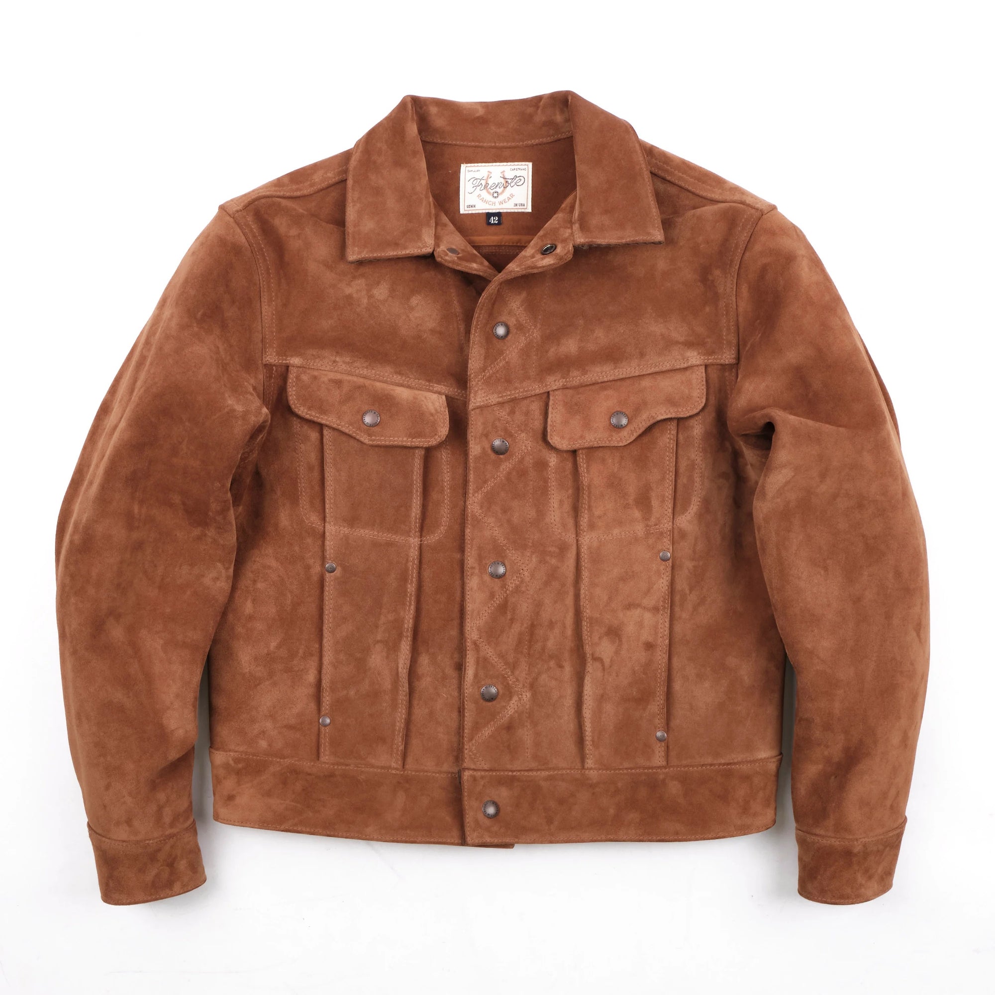 Freenote Cloth High Low Leather Jacket - 1.4mm Tobacco Suede
