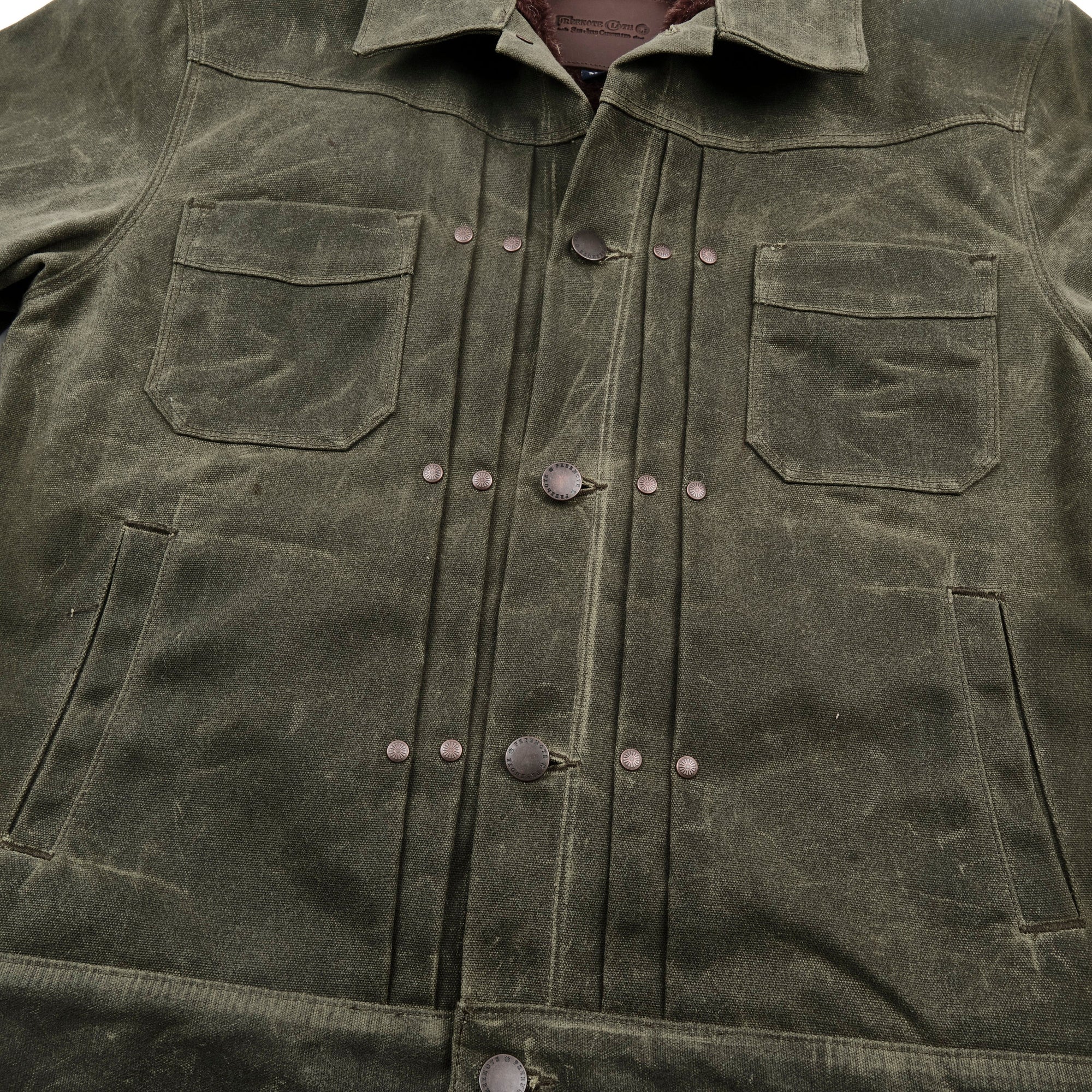 Freenote Cloth Riders Jacket Heavy Waxed Canvas - Olive Alpaca